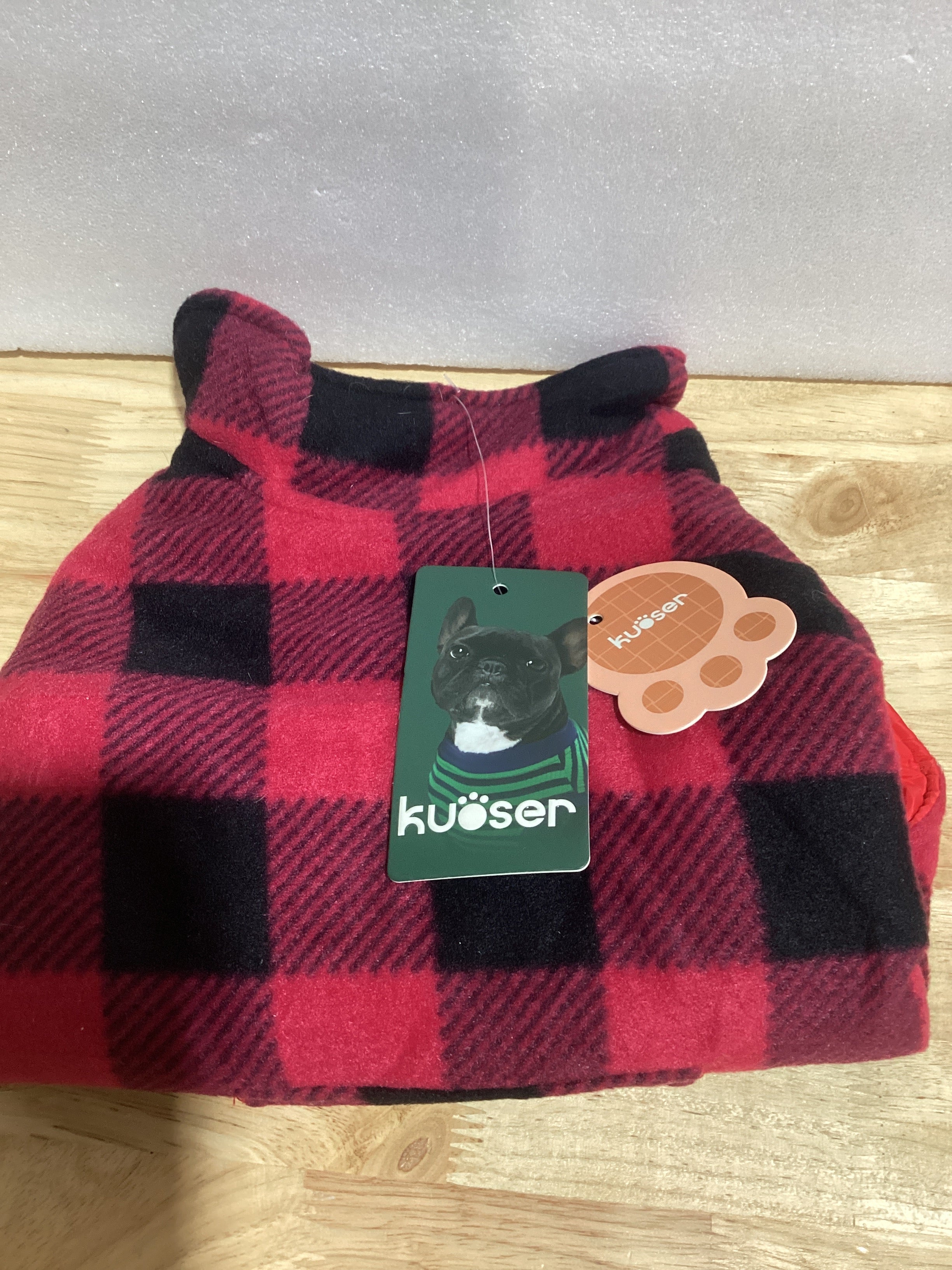Kuoser Abrigo de Invierno para Perros Talla M – Chaleco Reversible a Cuadros Estilo Británico, Resistente al Viento