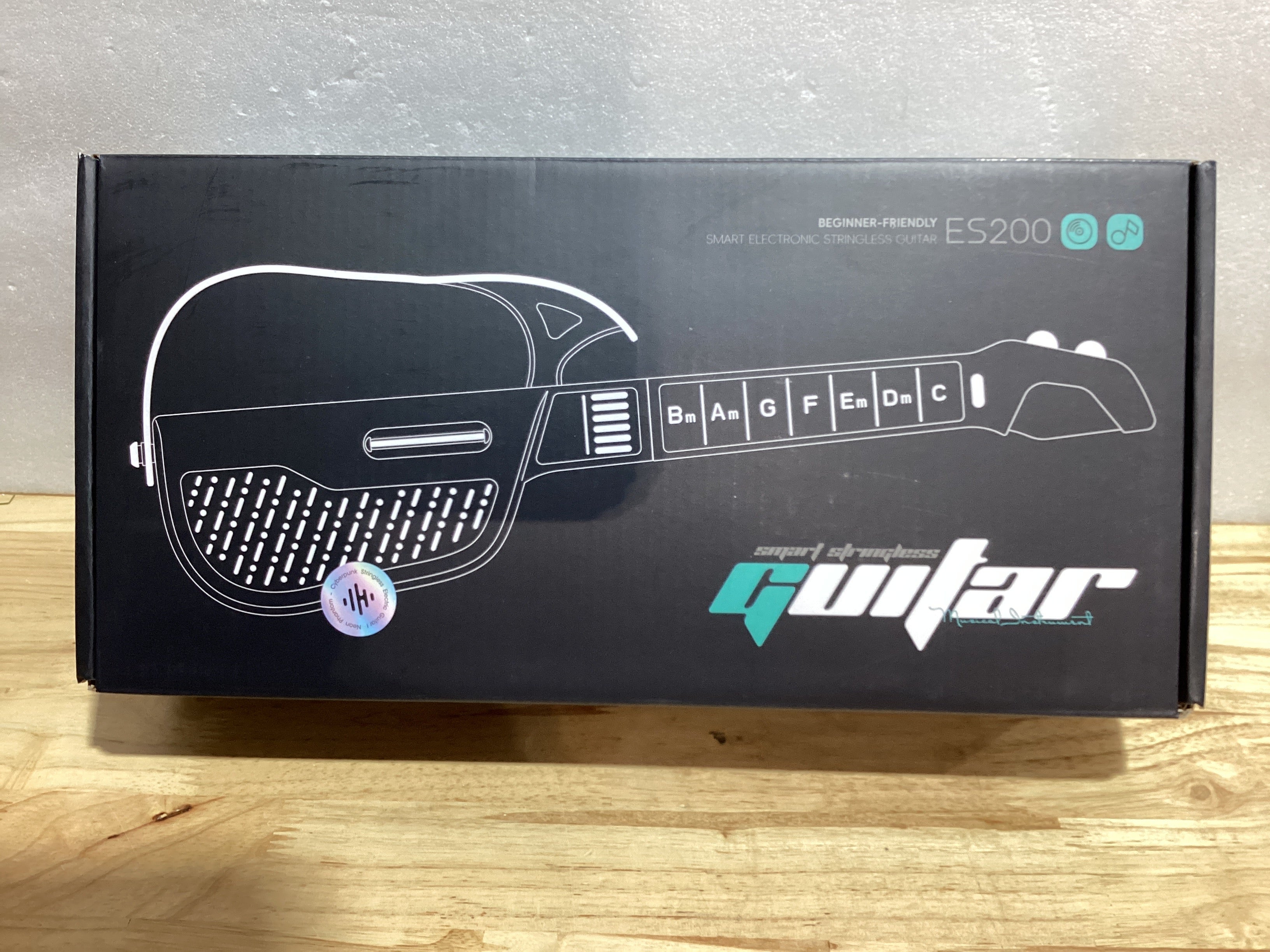 Guitarra infantil, guitarra plegable sin cuerdas con ajuste automático de tono inteligente y tecnología de afinación inteligente integrada para niños principiantes (negra).