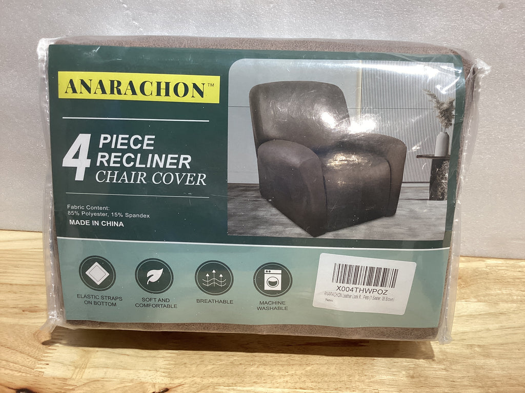 ANARACHON Fundas para Sillas Reclinables Tipo Cuero, 4 Piezas Funda para Sillón Reclinable Lazy Boy, Protector de Muebles - Funda Suave Lavable para Sofá para Mascotas y Niños (Marrón)