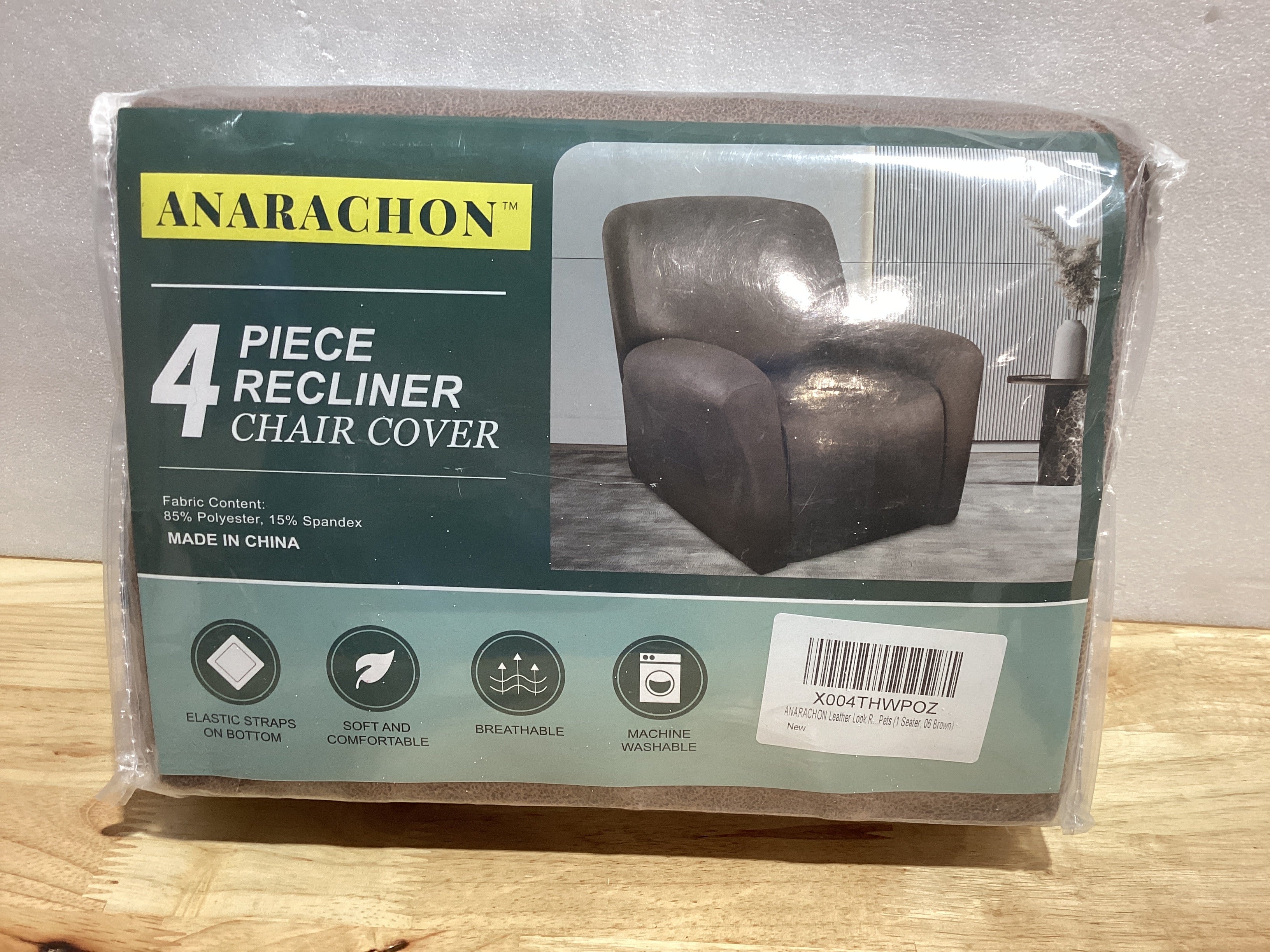 ANARACHON Fundas para Sillas Reclinables Tipo Cuero, 4 Piezas Funda para Sillón Reclinable Lazy Boy, Protector de Muebles - Funda Suave Lavable para Sofá para Mascotas y Niños (Marrón)