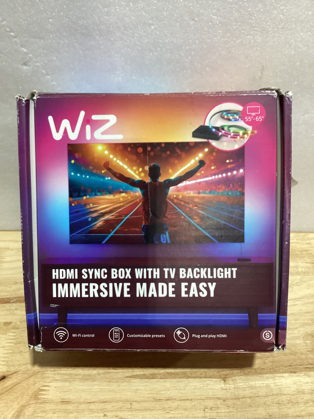 WiZ Connected HDMI Sync Box con Retroiluminación LED para TV – Sincroniza con Películas, Juegos y Música, HDMI 2.0 4K 60Hz, Tira RGBIC para TVs de 55-65"