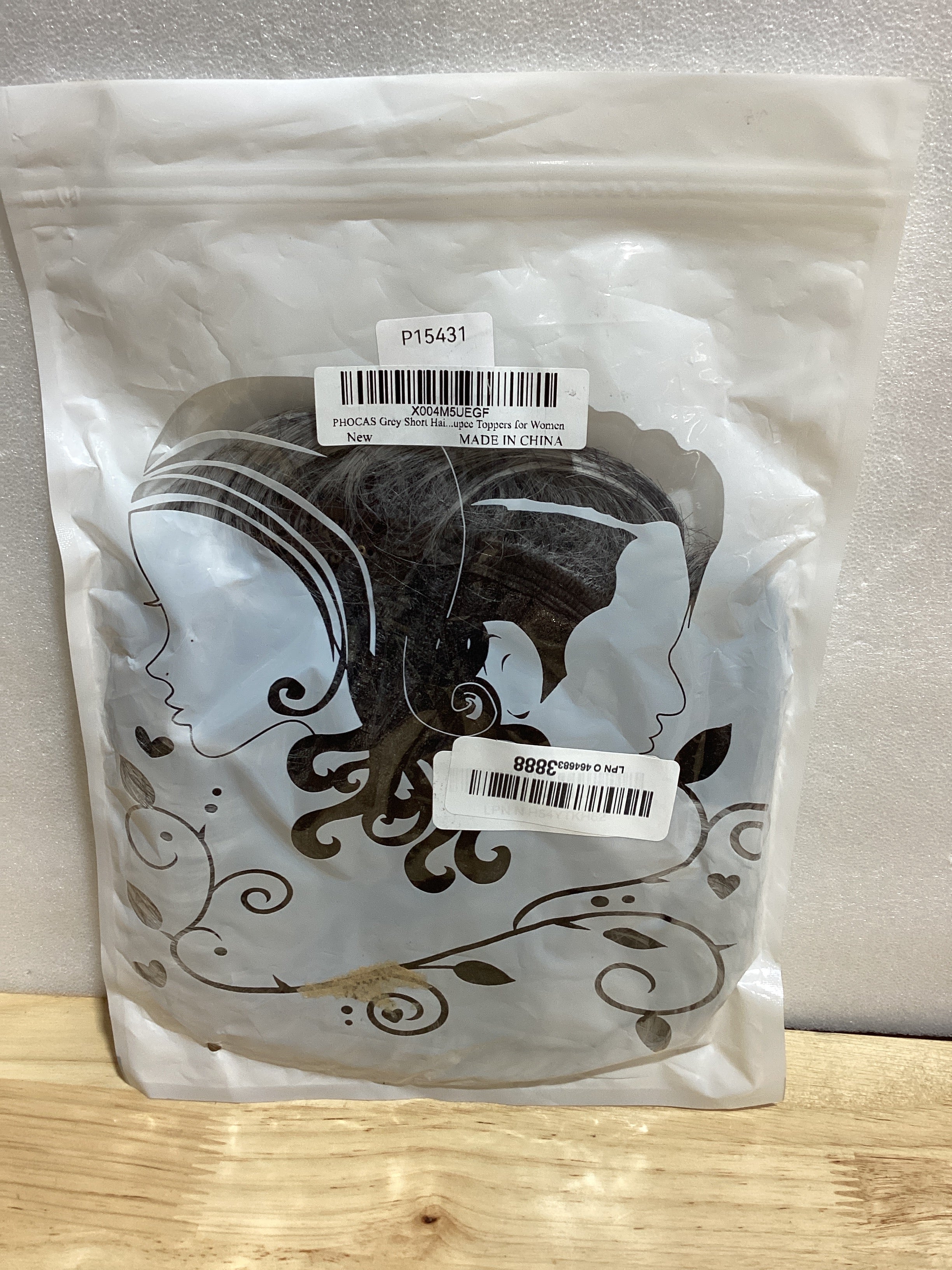 PHOCAS Toppers de pelo corto gris para mujer con cabello fino con flequillo, pelucas de corte pixie esponjoso, postizos, coronas, sintéticos, para mujer