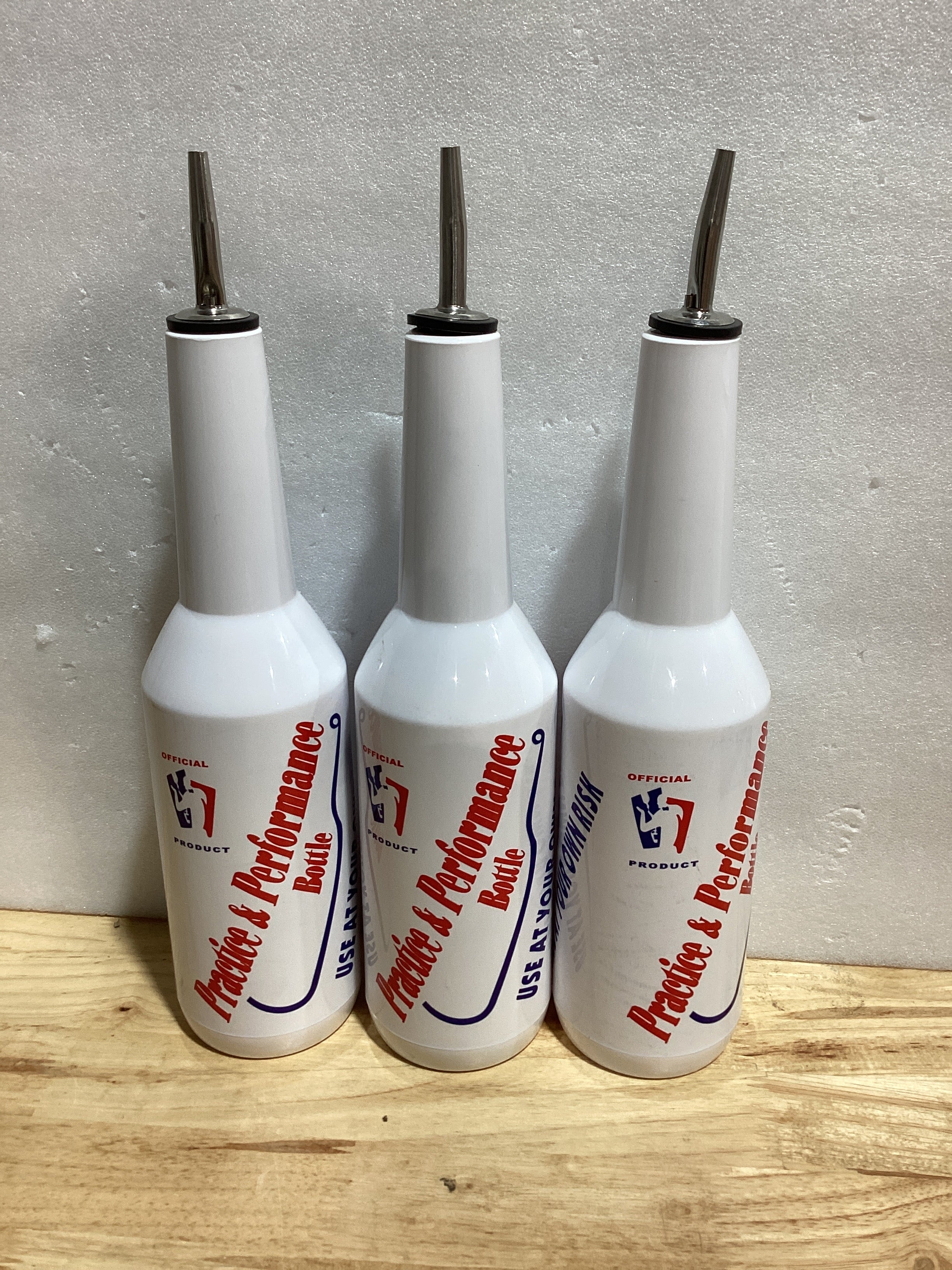 Set de 3 Botellas Flair para Bartending SuproBarware | 25 oz PVC Blanco para Práctica y Exhibición