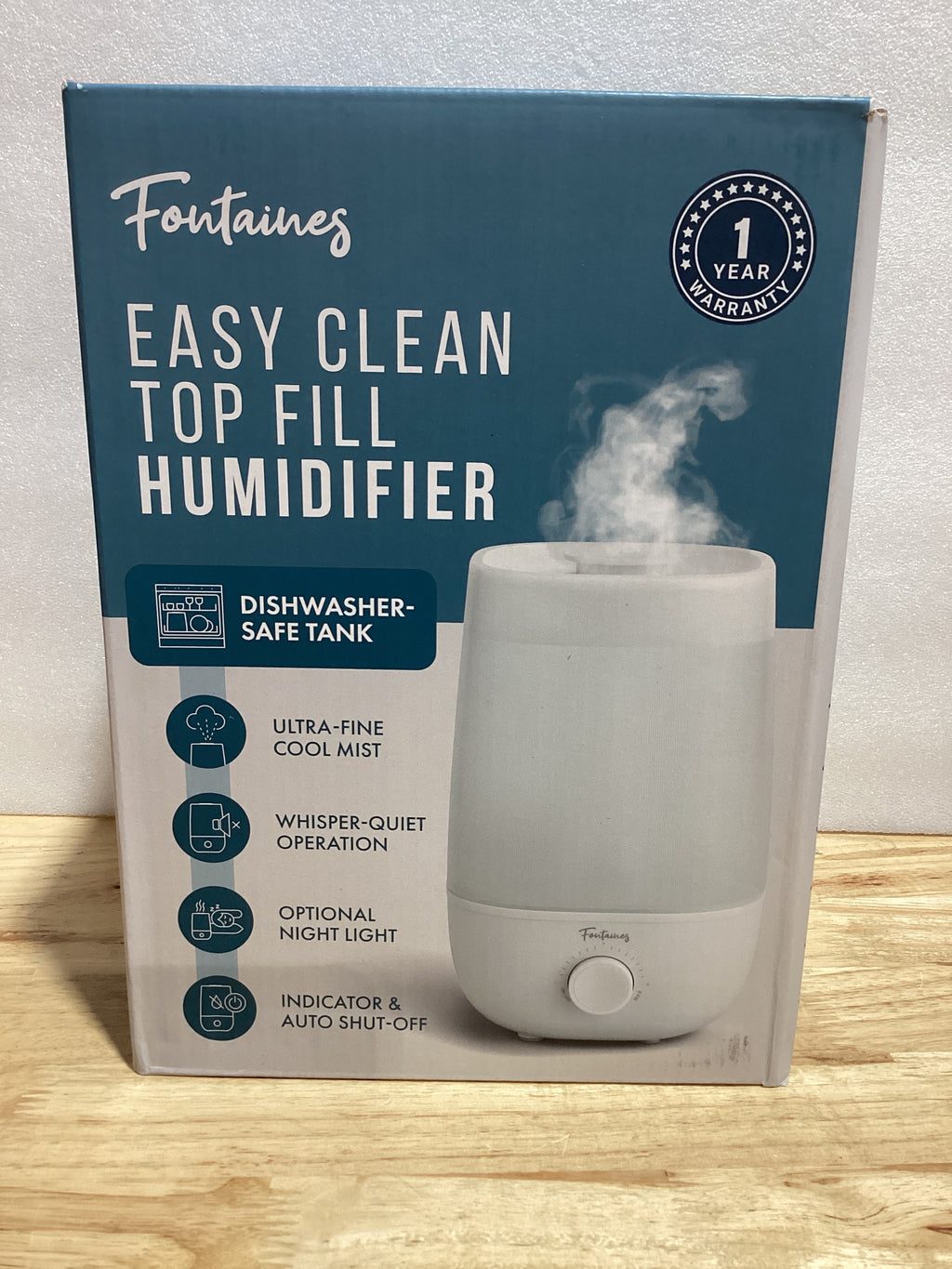 Fontaines Humidificador de Niebla Fría Llenado Superior — Rociado 360°, Silencioso, Luz Nocturna y Apagado Automático