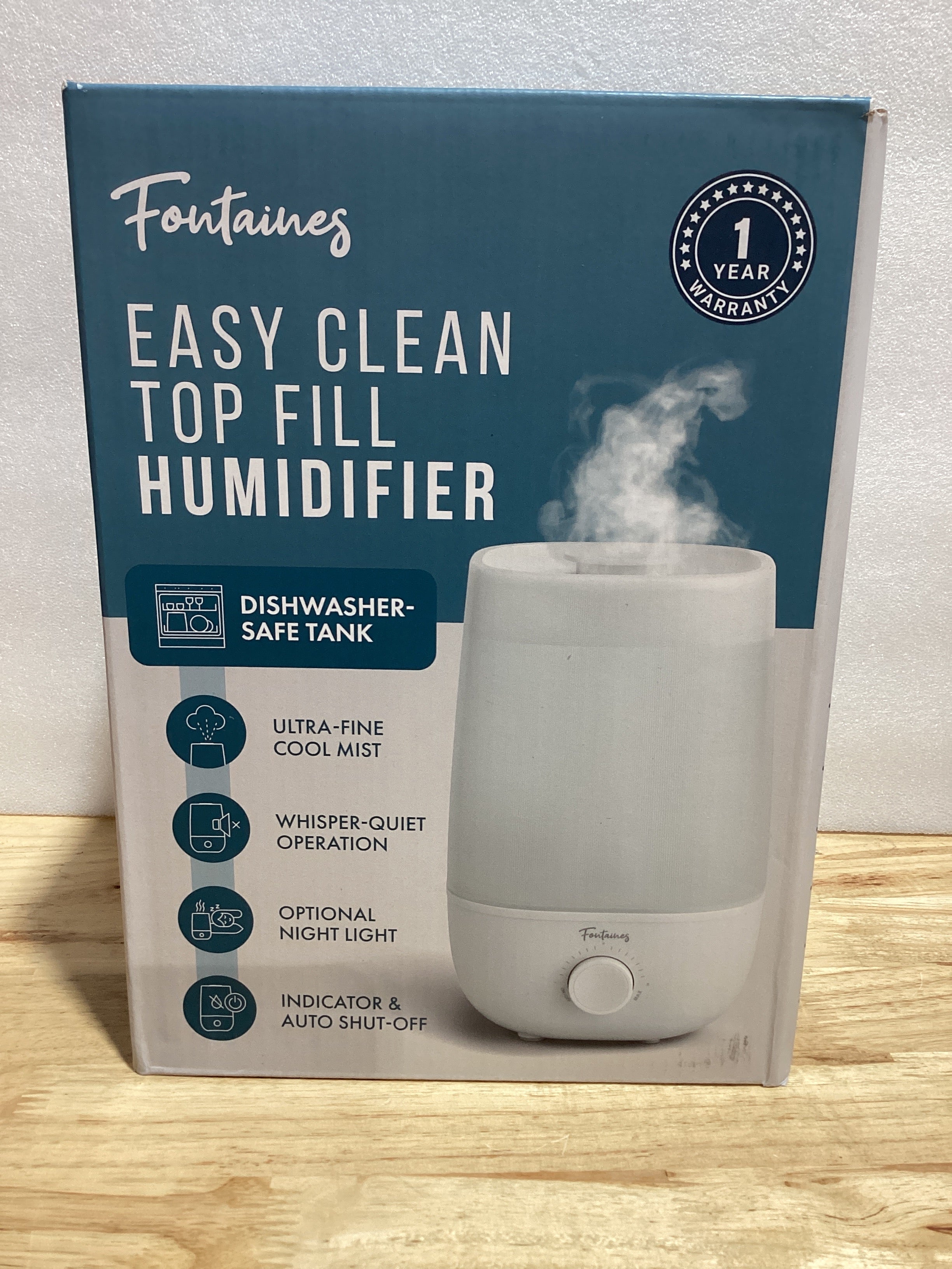 Fontaines Humidificador de Niebla Fría Llenado Superior — Rociado 360°, Silencioso, Luz Nocturna y Apagado Automático