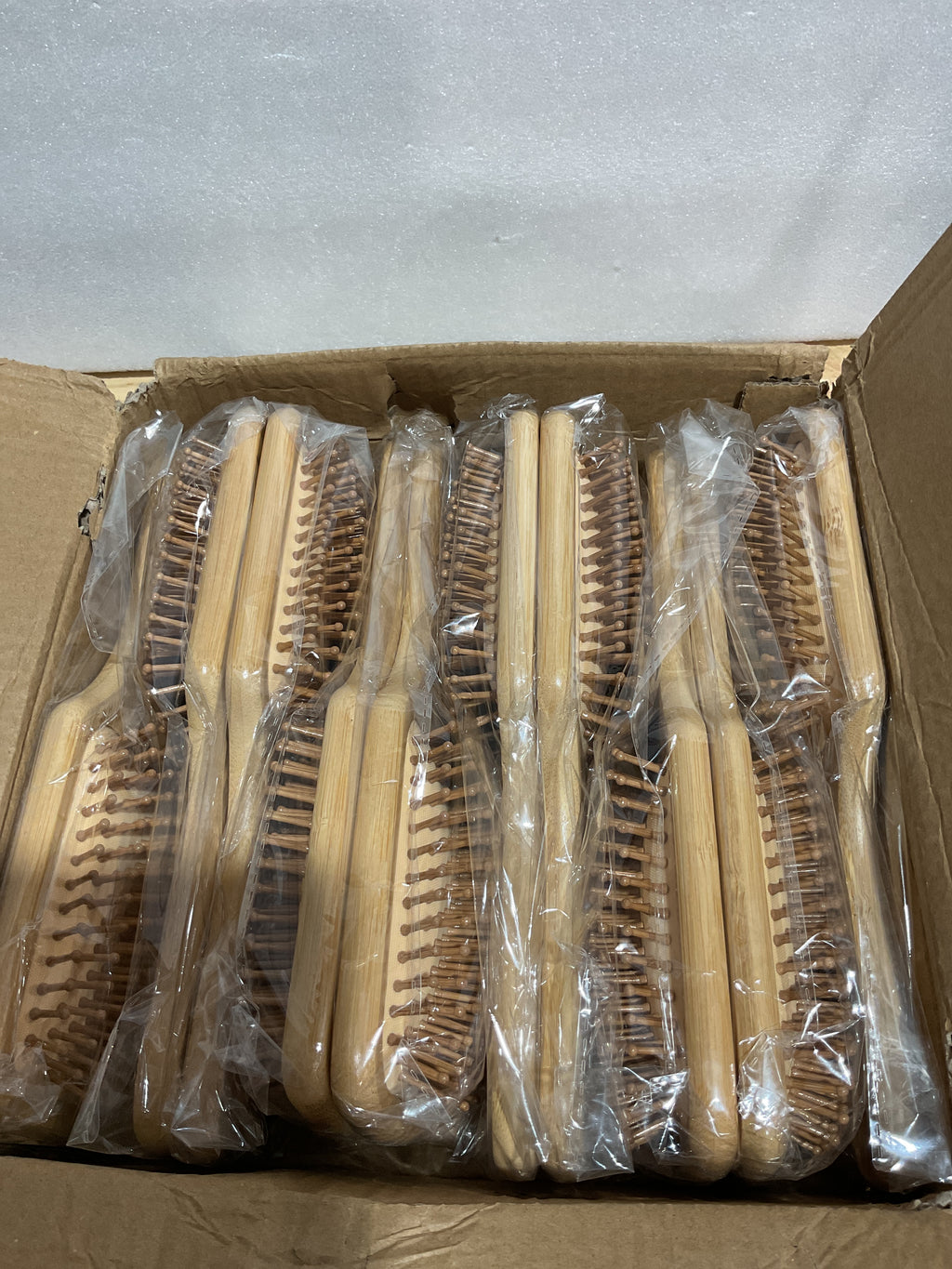 Cepillo de Cabello de Bambú Antiestático Desenredante | Pack 10 Unidades Talla Grande