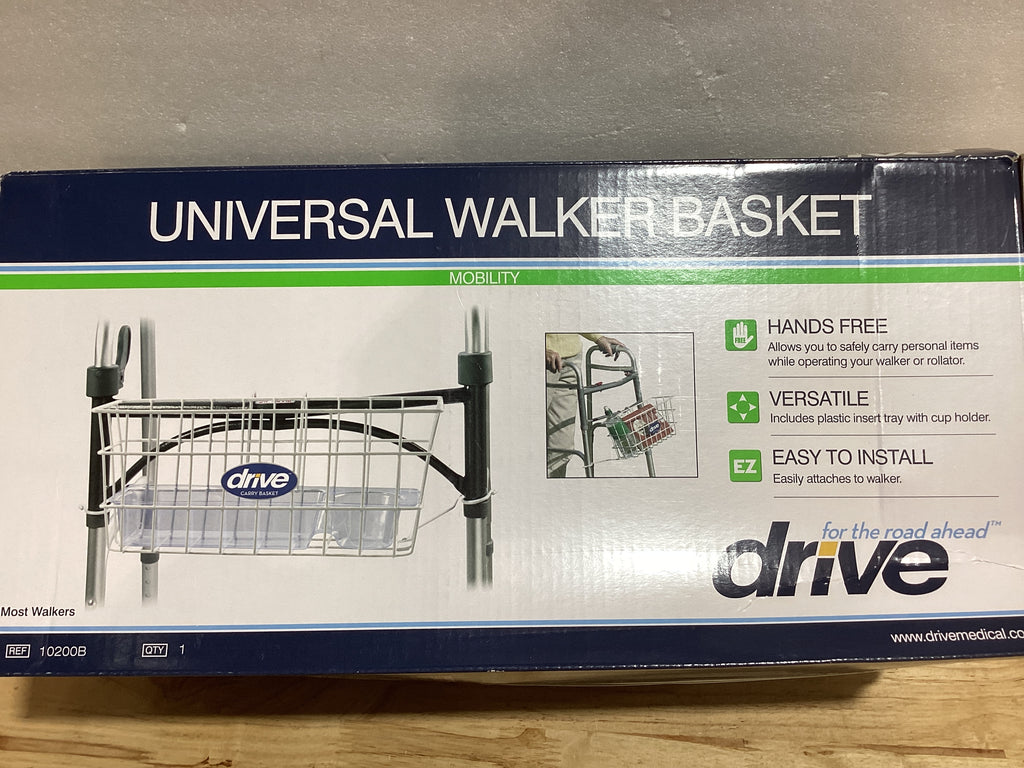 ⚠️ IMPORTANTE: No incluye portavasos, solo la canasta — Canasta para Andadera Drive Medical 10200B, Color Blanco, Compatible con Andaderas Plegables