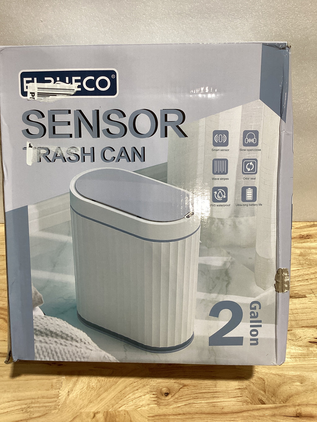 Basurero Inteligente ELPHECO con Sensor de Movimiento – 2 Galones, Tapa Automática, Delgado, Color Gris para Baño y Oficina