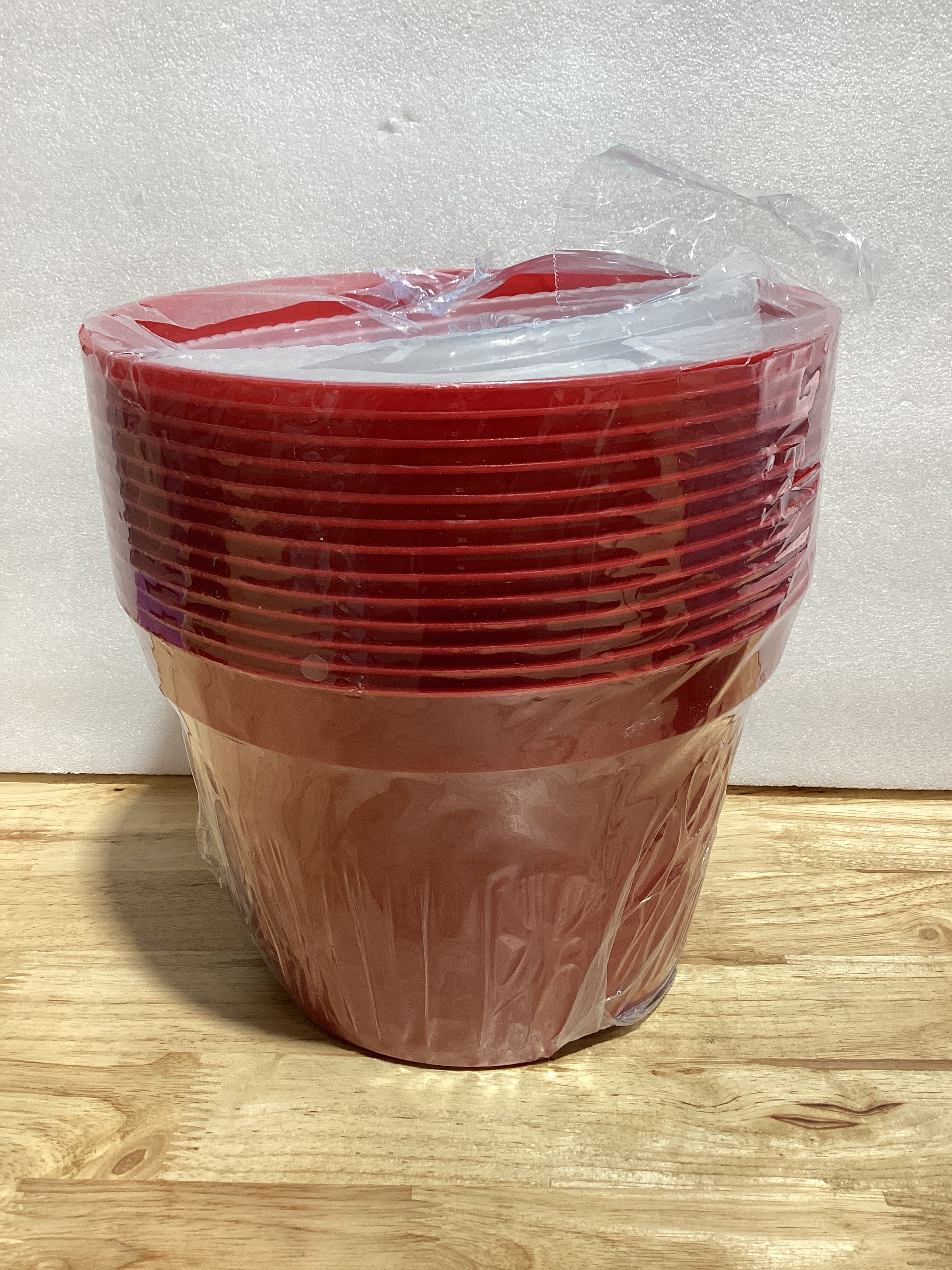 Macetas de Plástico RooTrimmer Pack x12 con Platos – Color Rojo para Plantas de Interior y Decoración