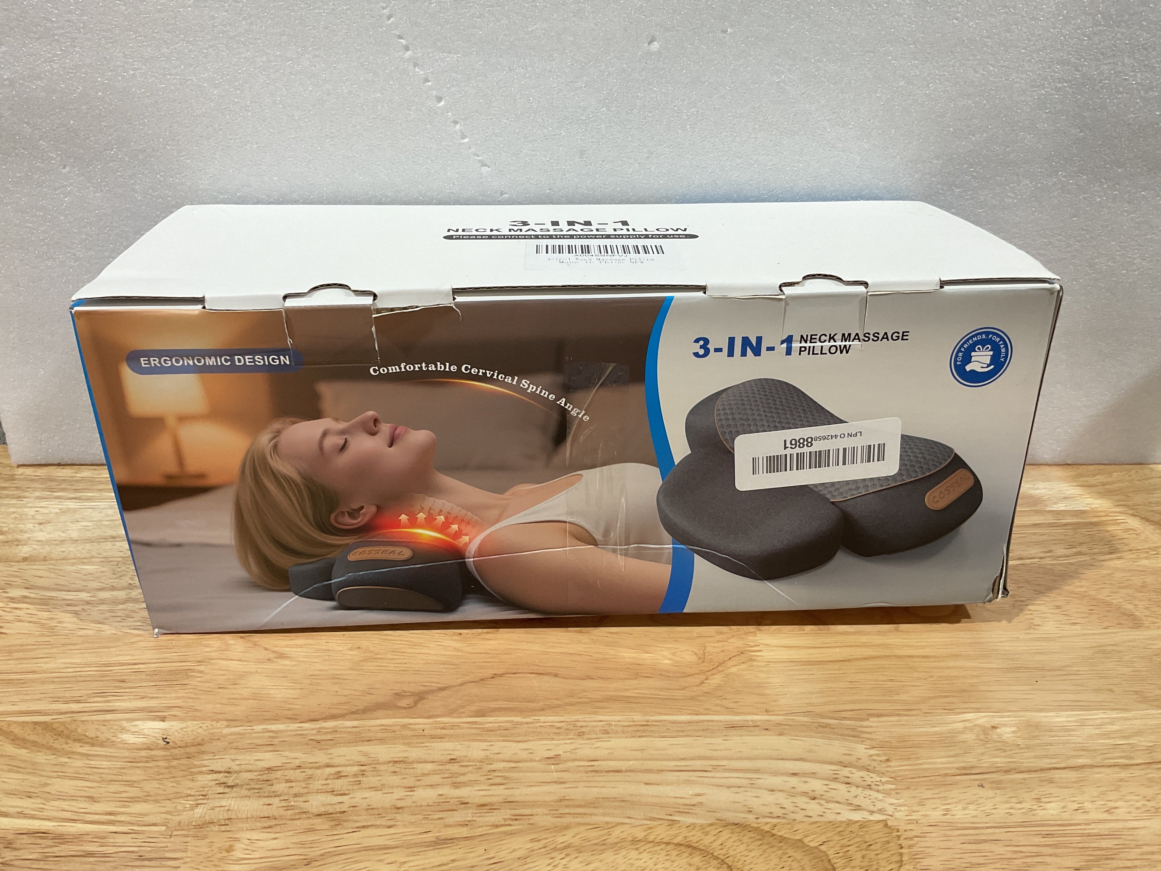 Almohada Masajeadora de Cuello 3 en 1 – Calor, Tracción Cervical y Vibración