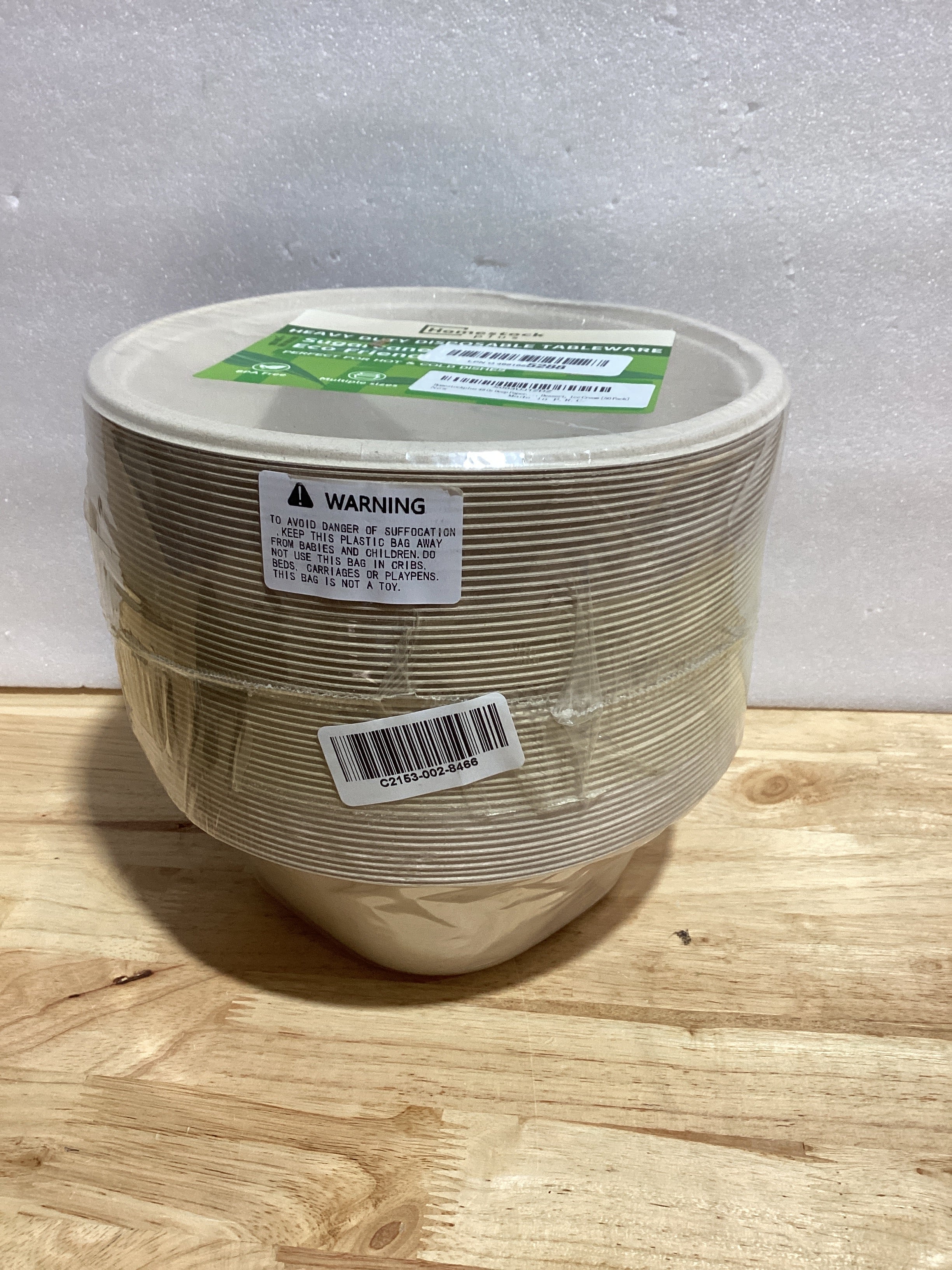 Tazones desechables para ensalada Homestockplus de 48 oz - Tazones resistentes y compostables - Fabricados con fibra de caña de azúcar 100%