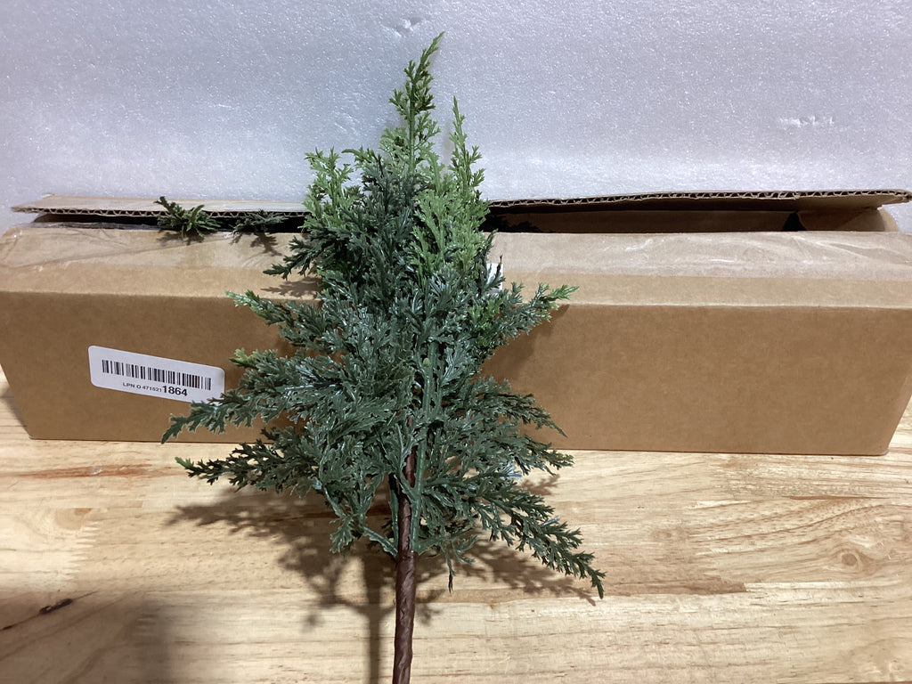 Juxdp Ramas de cedro de Navidad Real Touch, 18 pulgadas, ramas de cedro artificiales, plantas de vegetación sintética, tallos de pino falsos para jarrón, manualidades, guirnalda, corona, decoración