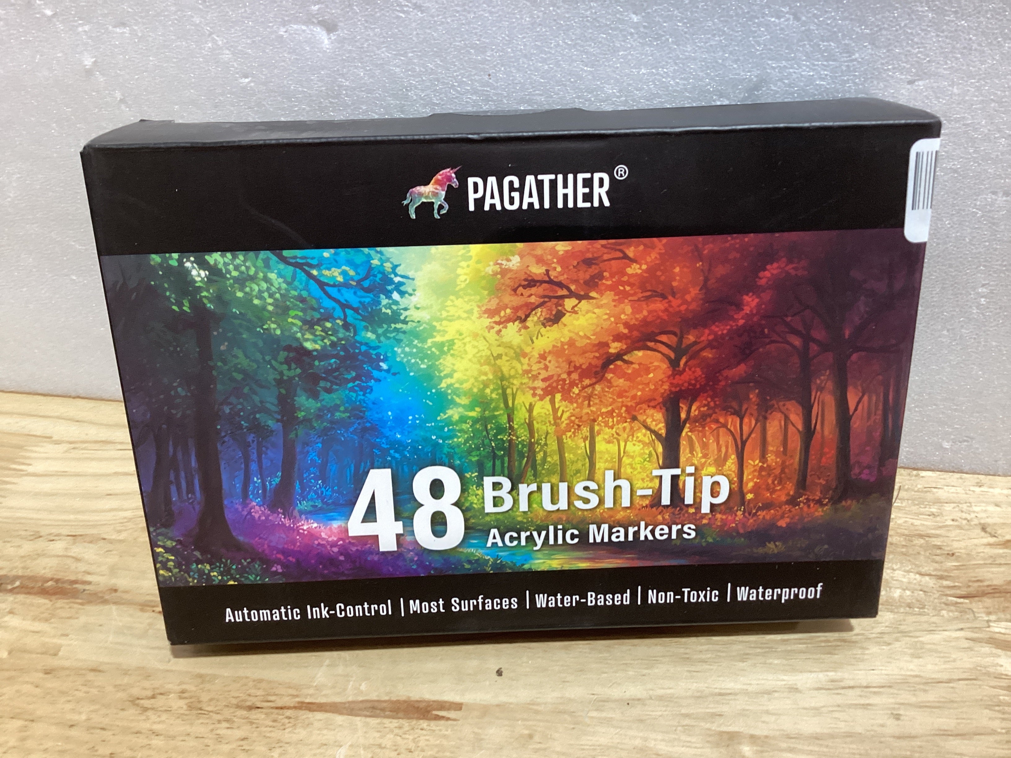 Pagather Marcadores de pintura acrílica de 48 colores, punta doble con punta fina y punta de pincel, para piedra, madera, caligrafía, lienzo, cerámica, metal, vidrio, roca, manualidades.