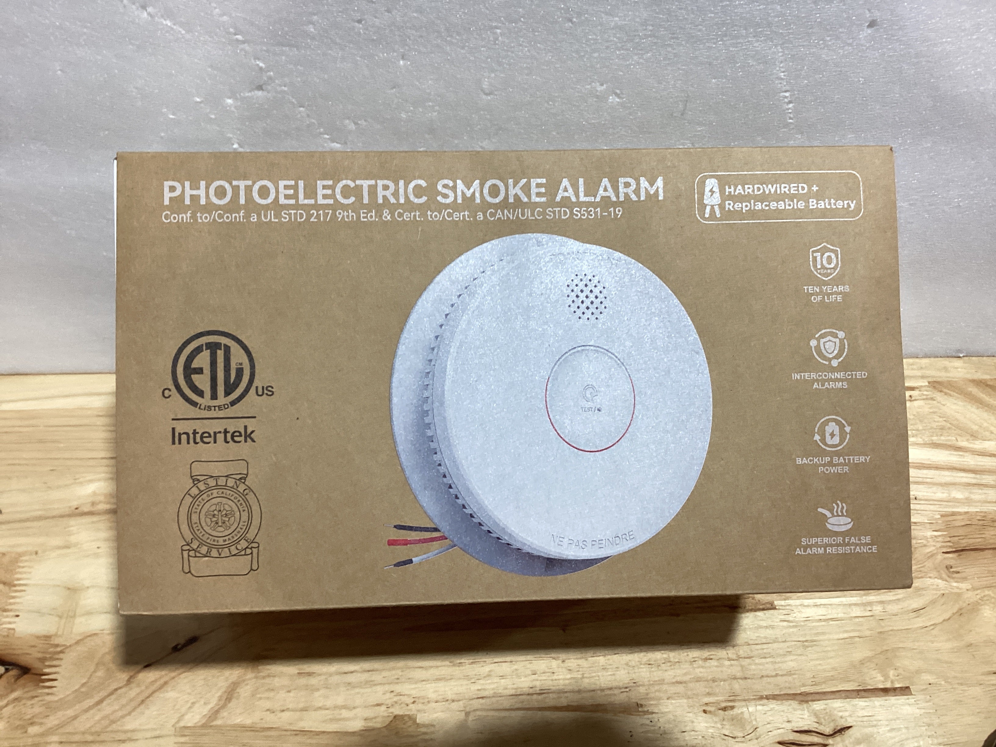 Siterlink Detectores de humo interconectados cableados, alarma de humo fotoeléctrica con batería de reserva de 9 V, botón de prueba/silencio, alarma de incendio con cable duro para el hogar, detector de humo con certificación UL GS562A