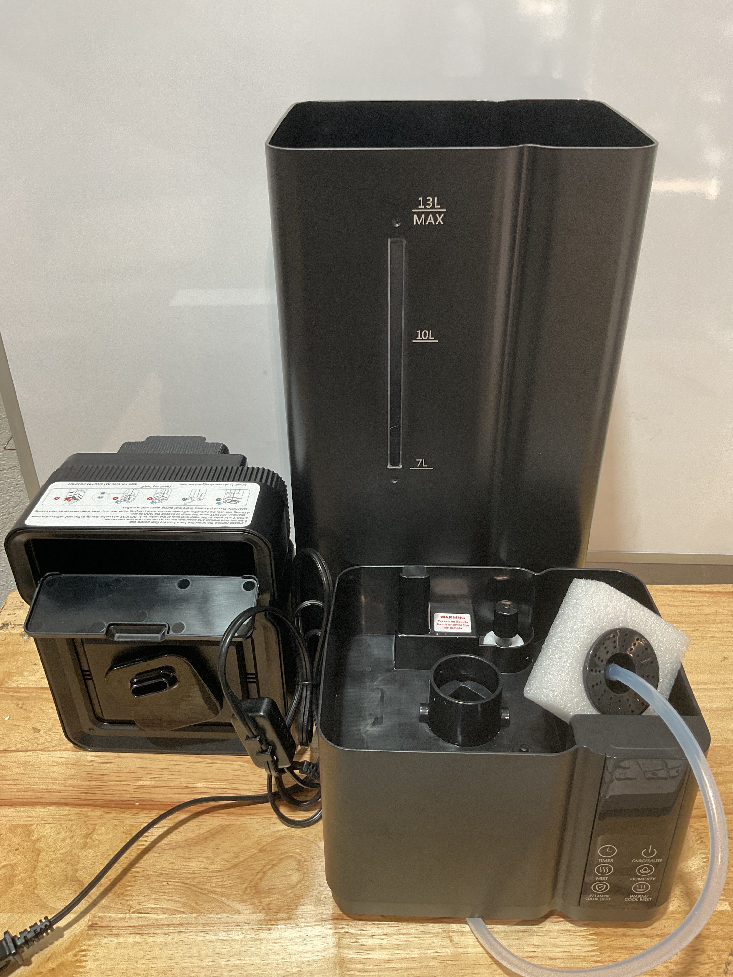 Humidificador Ultrasónico 13L Vapor Frío y Caliente | 800ft² | 72H | Timer 24H | 3 Modos | Negro