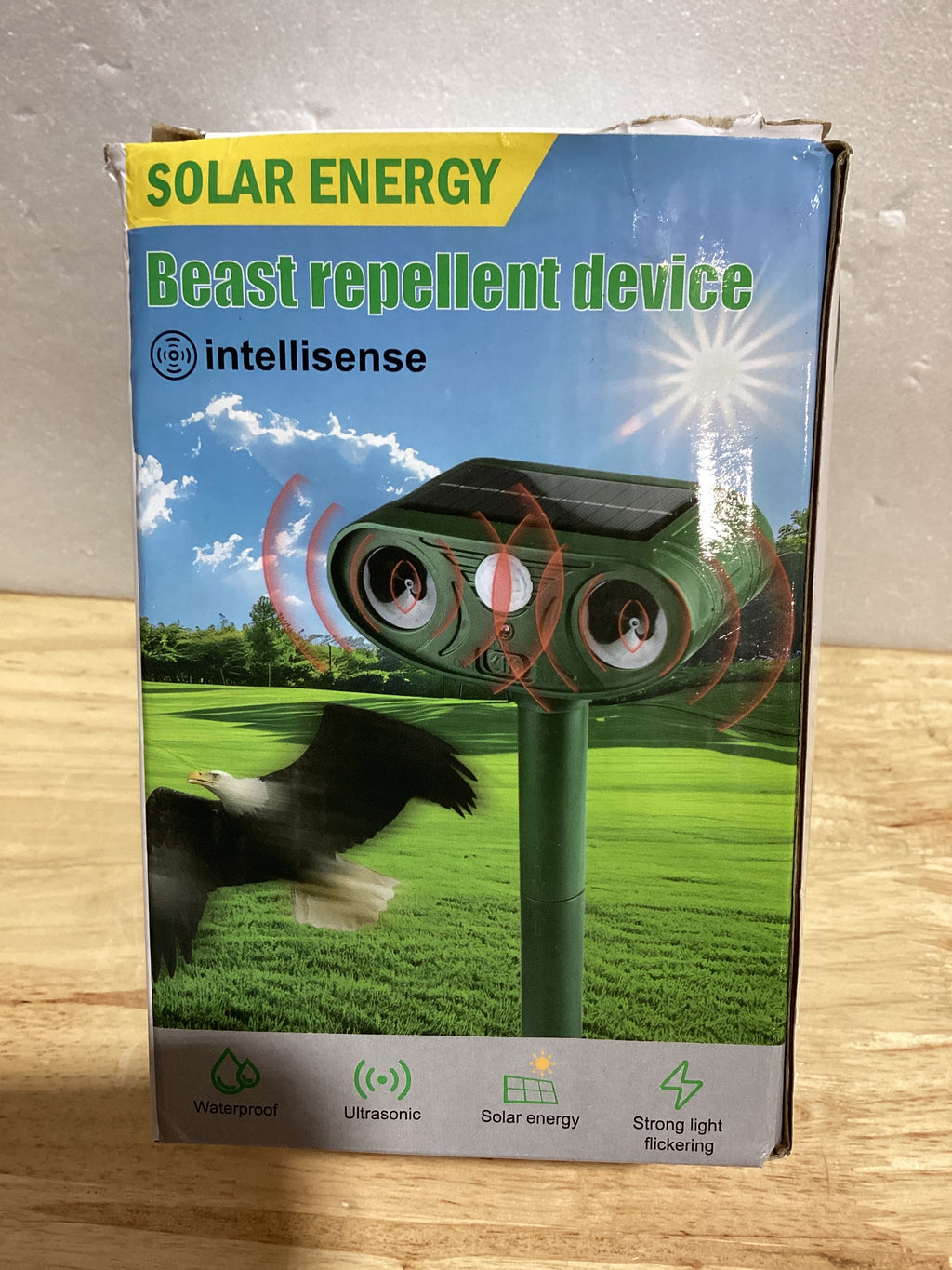 Repelente ultrasónico solar para animales (gatos, perros, ciervos, mapaches, ardillas, conejos, pájaros) con sensor de movimiento. Disuasivo impermeable para jardín y granja