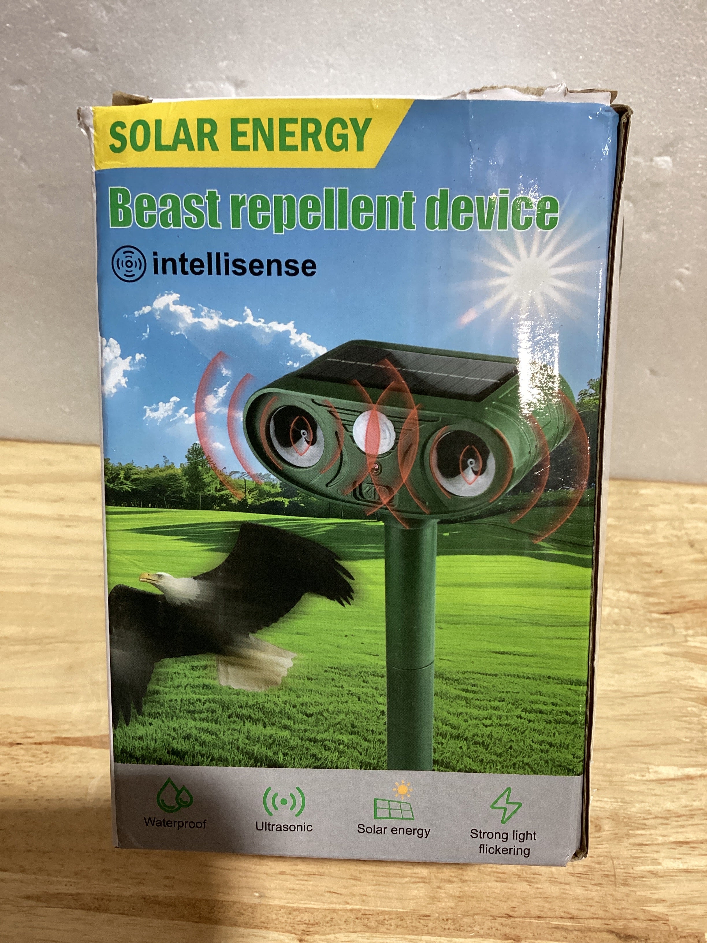 Repelente ultrasónico solar para animales (gatos, perros, ciervos, mapaches, ardillas, conejos, pájaros) con sensor de movimiento. Disuasivo impermeable para jardín y granja