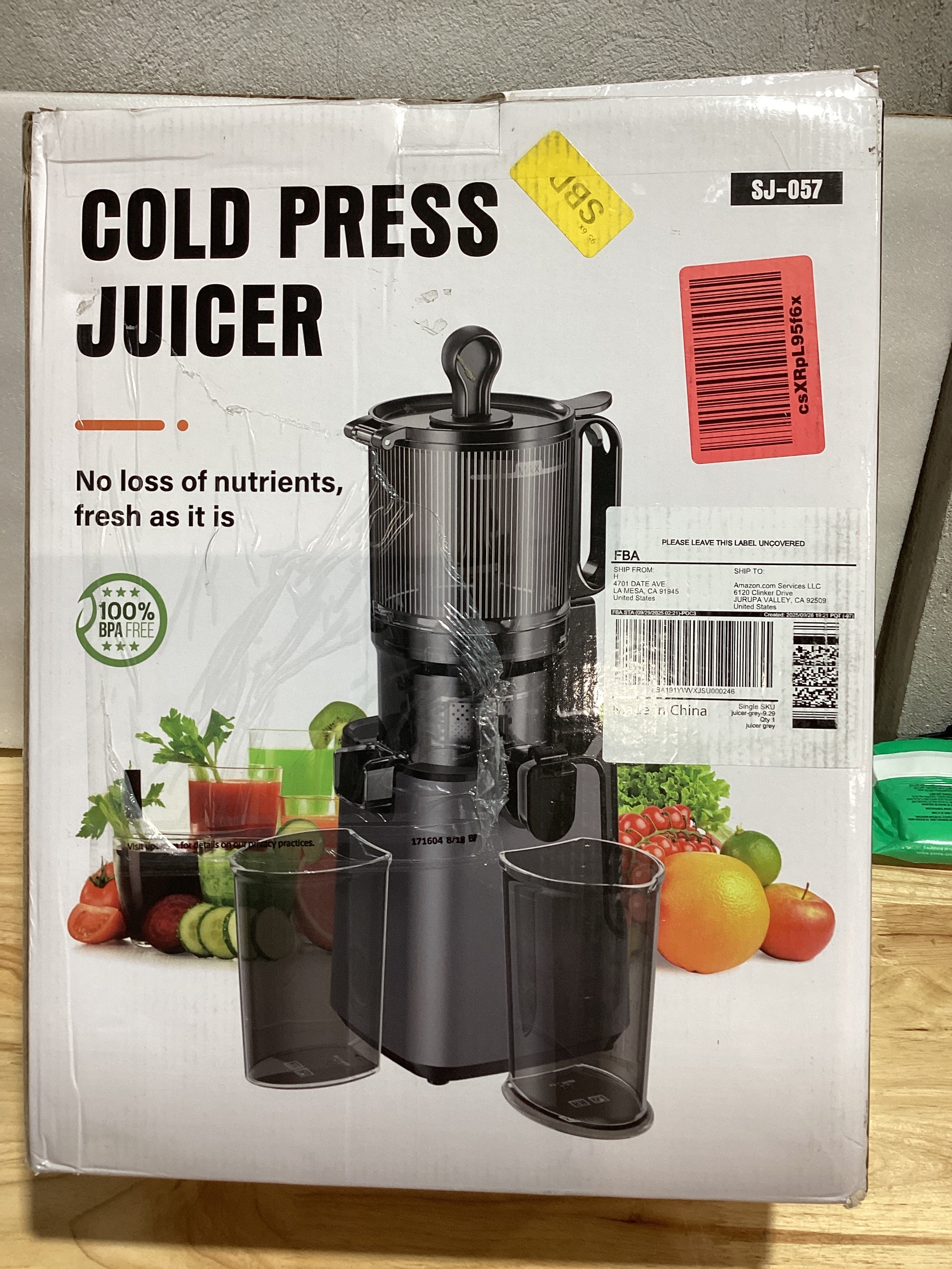 Extractor de Jugos Cold Press 400W – Boca de 5.8", Prensado en Frío para Frutas y Verduras Enteras, Fácil de Limpiar