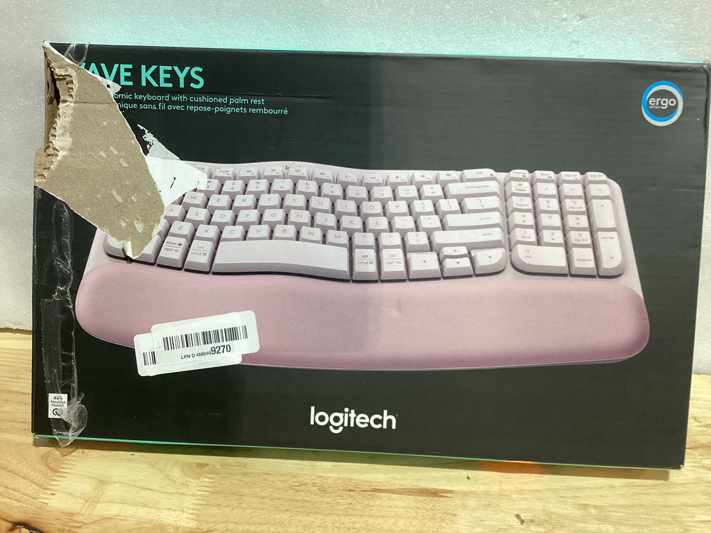 Teclado Ergonómico Inalámbrico Logitech Wave Keys — Reposamuñecas Acolchado, Bluetooth + Logi Bolt, Multi-OS, Rose