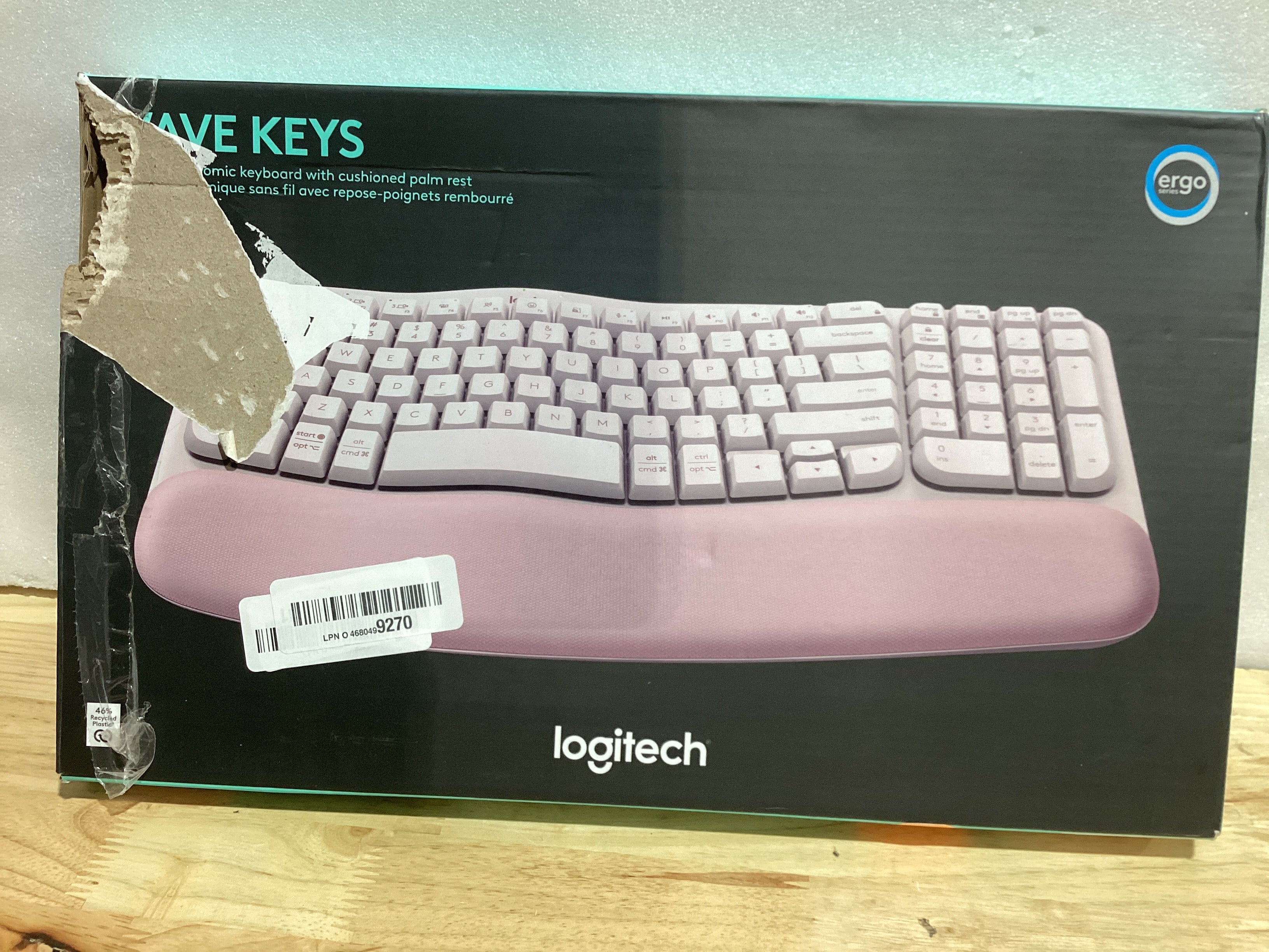 Teclado Ergonómico Inalámbrico Logitech Wave Keys — Reposamuñecas Acolchado, Bluetooth + Logi Bolt, Multi-OS, Rose