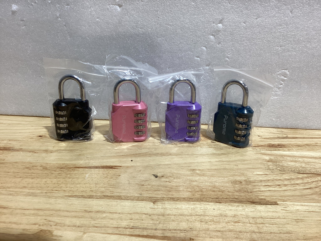 Puroma Paquete de 4 candados de combinación de 4 dígitos impermeables para casilleros de gimnasio, cajas de herramientas, puertas, vallas, almacenamiento, taquilla deportiva, gabinetes
