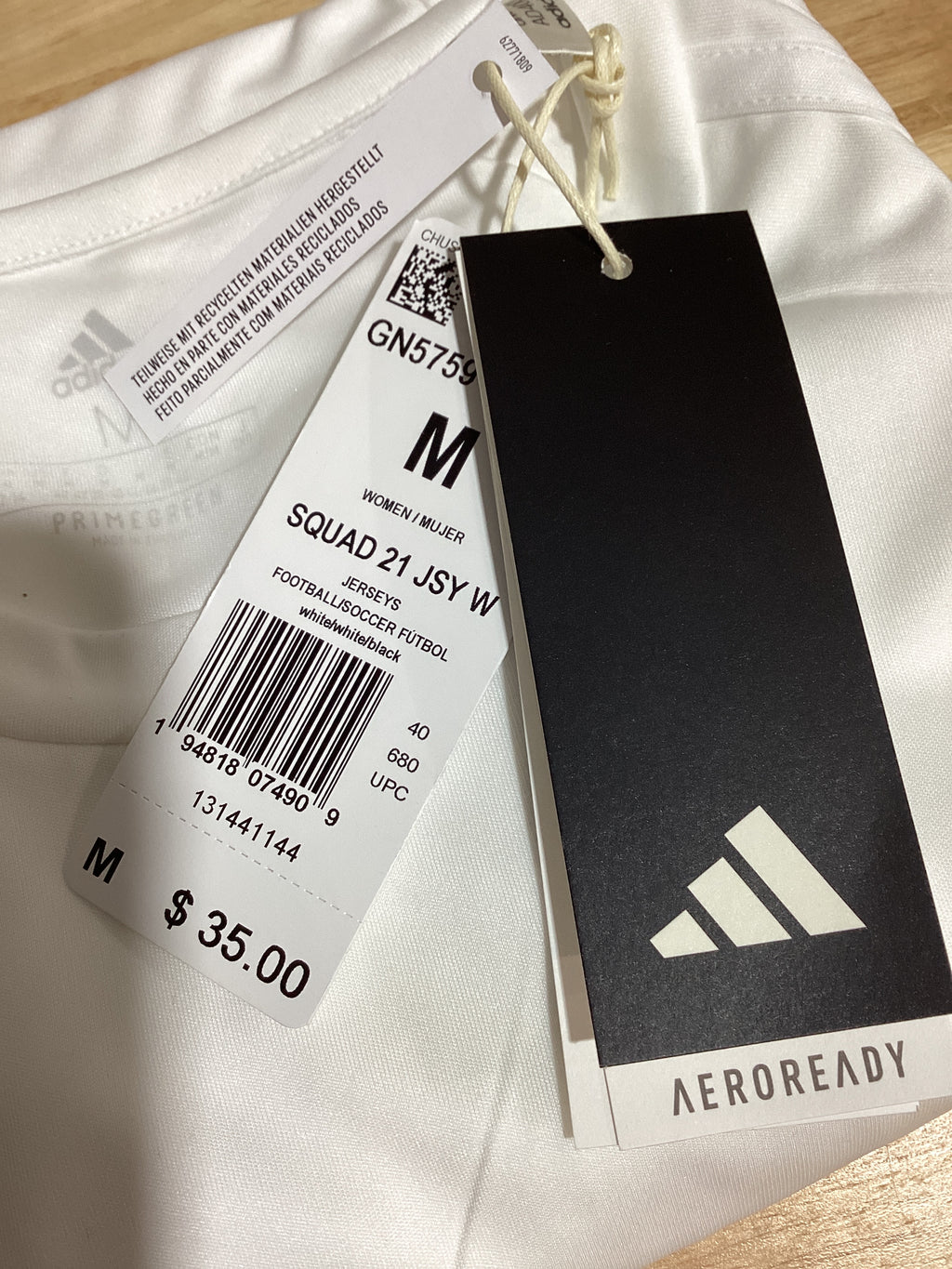 Camiseta de Fútbol Adidas Squadra 21 para Mujer – Talla M, Color Blanco