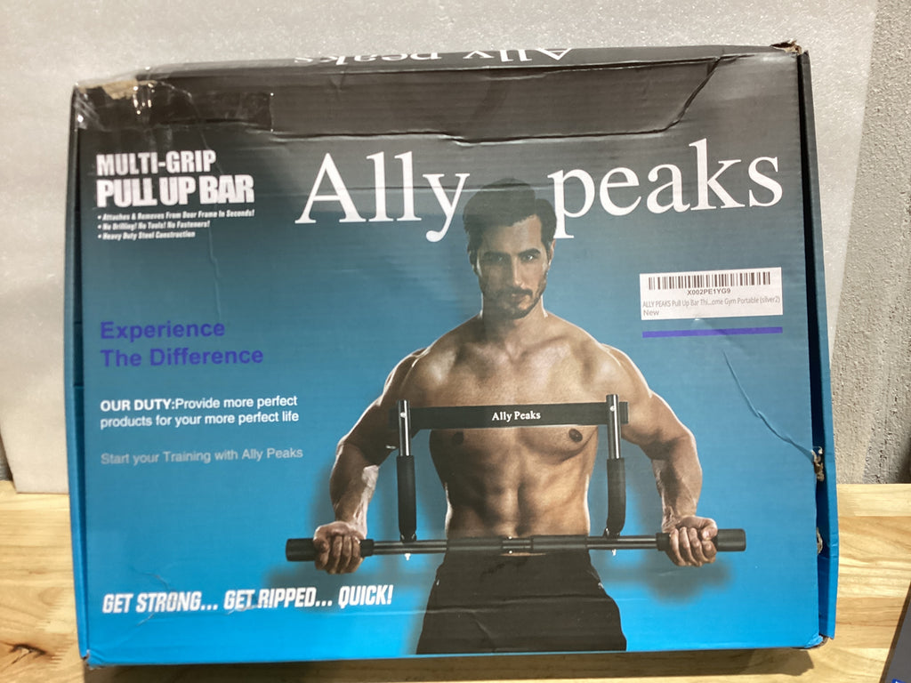 Barra de Dominadas ALLY PEAKS – Acero Reforzado de Alta Resistencia, Multi-Agarre para Marco de Puerta, Portátil para Gym en Casa, Color Plateado