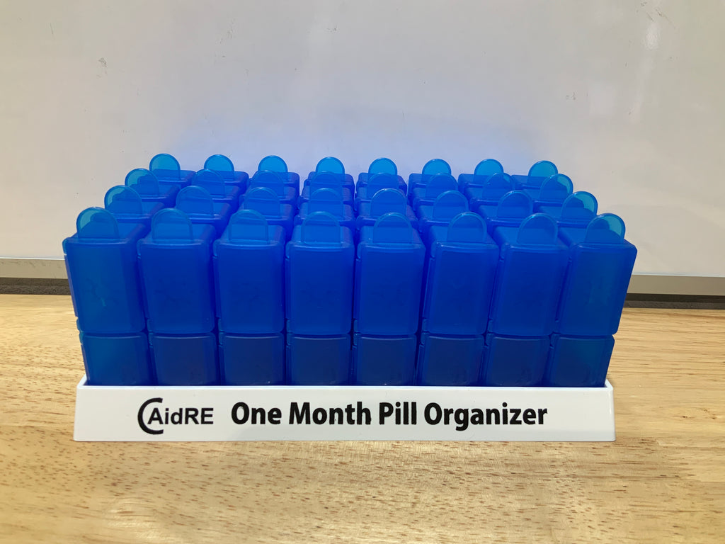 CAidRE Organizador Mensual de Pastillas 4 Veces al Día - Azul