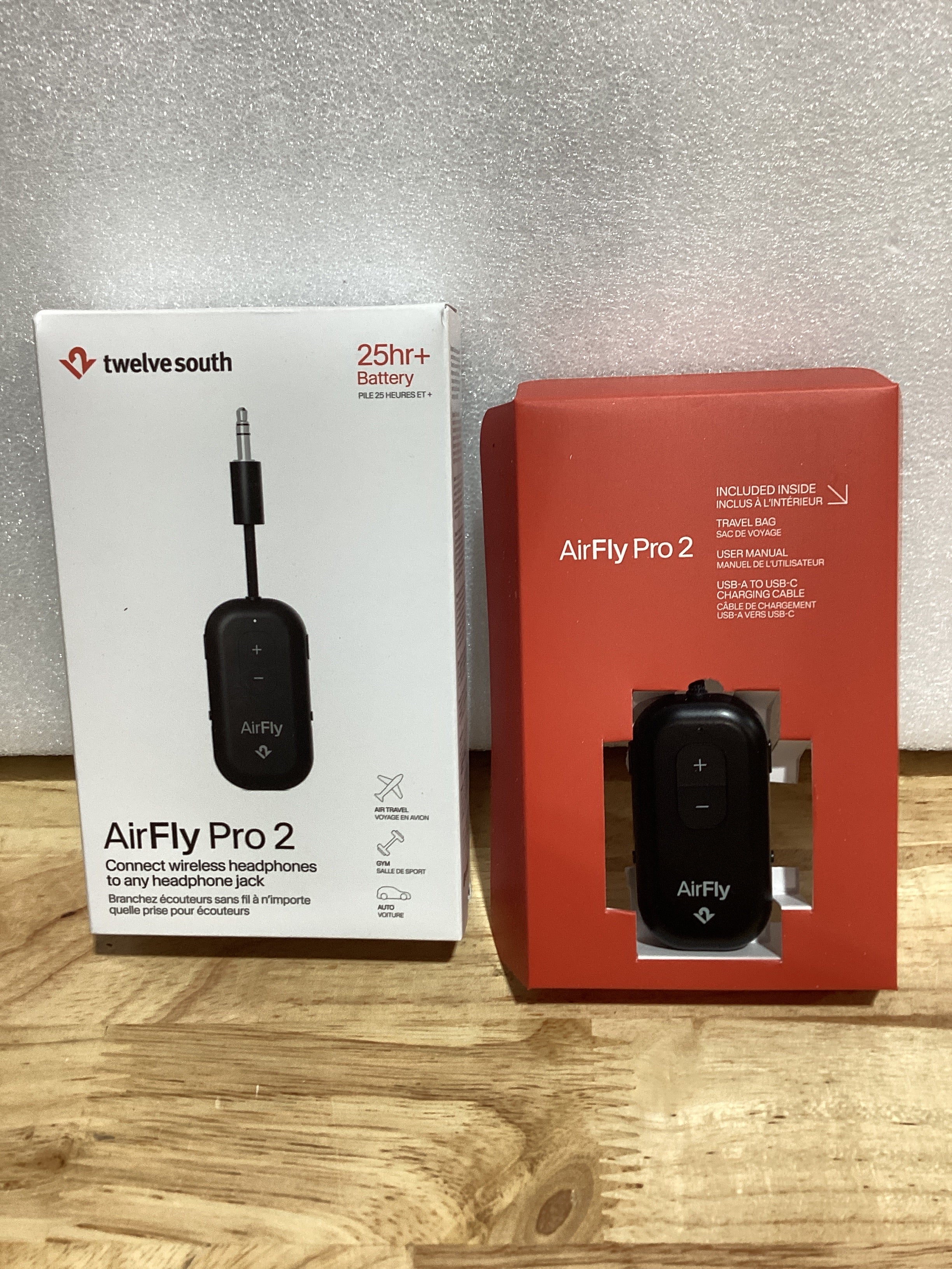 Adaptador Bluetooth AirFly Pro 2 – Transmisor y Receptor AUX 3.5mm para Avión, Auto, TV y Más, Color Negro
