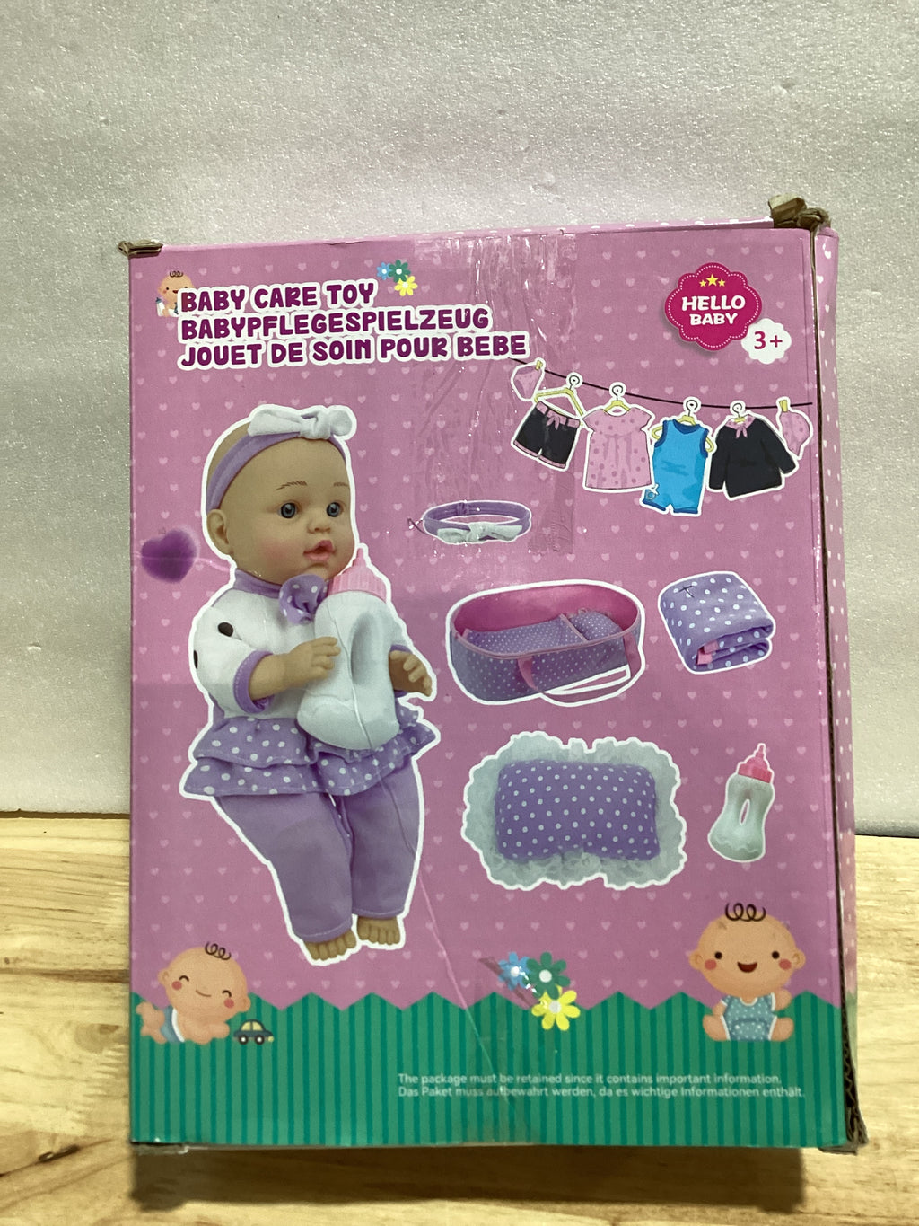 Muñeca Bebé SMILESSKIDDO 12" con Accesorios — Set con Cuna, Bibéron y Almohada para Niñas +2 Años (NO INCLUYE BINCHA NI COBIJA)