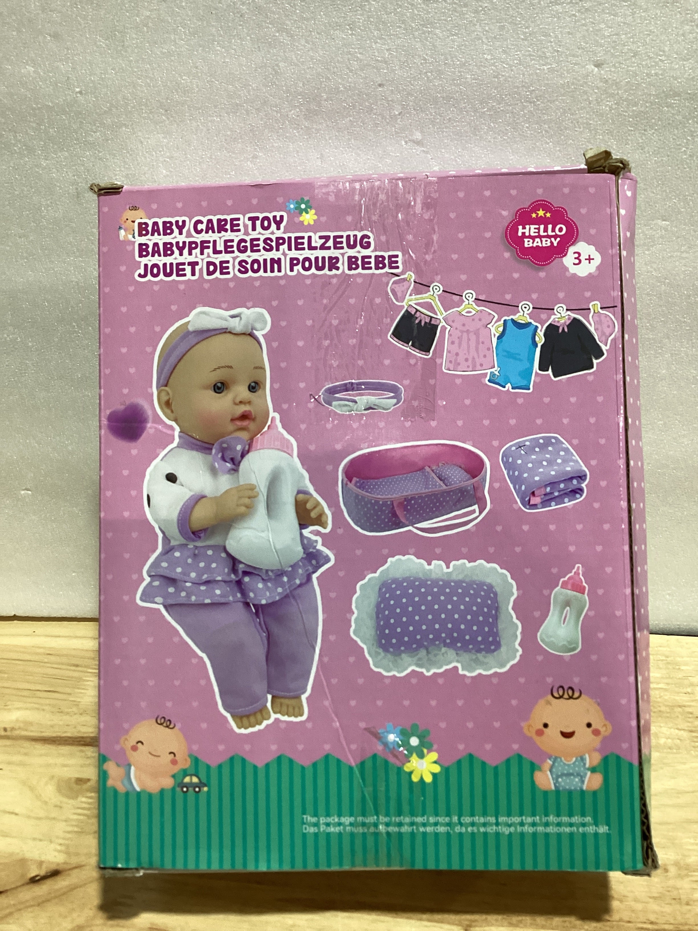 Muñeca Bebé SMILESSKIDDO 12" con Accesorios — Set con Cuna, Bibéron y Almohada para Niñas +2 Años (NO INCLUYE BINCHA NI COBIJA)