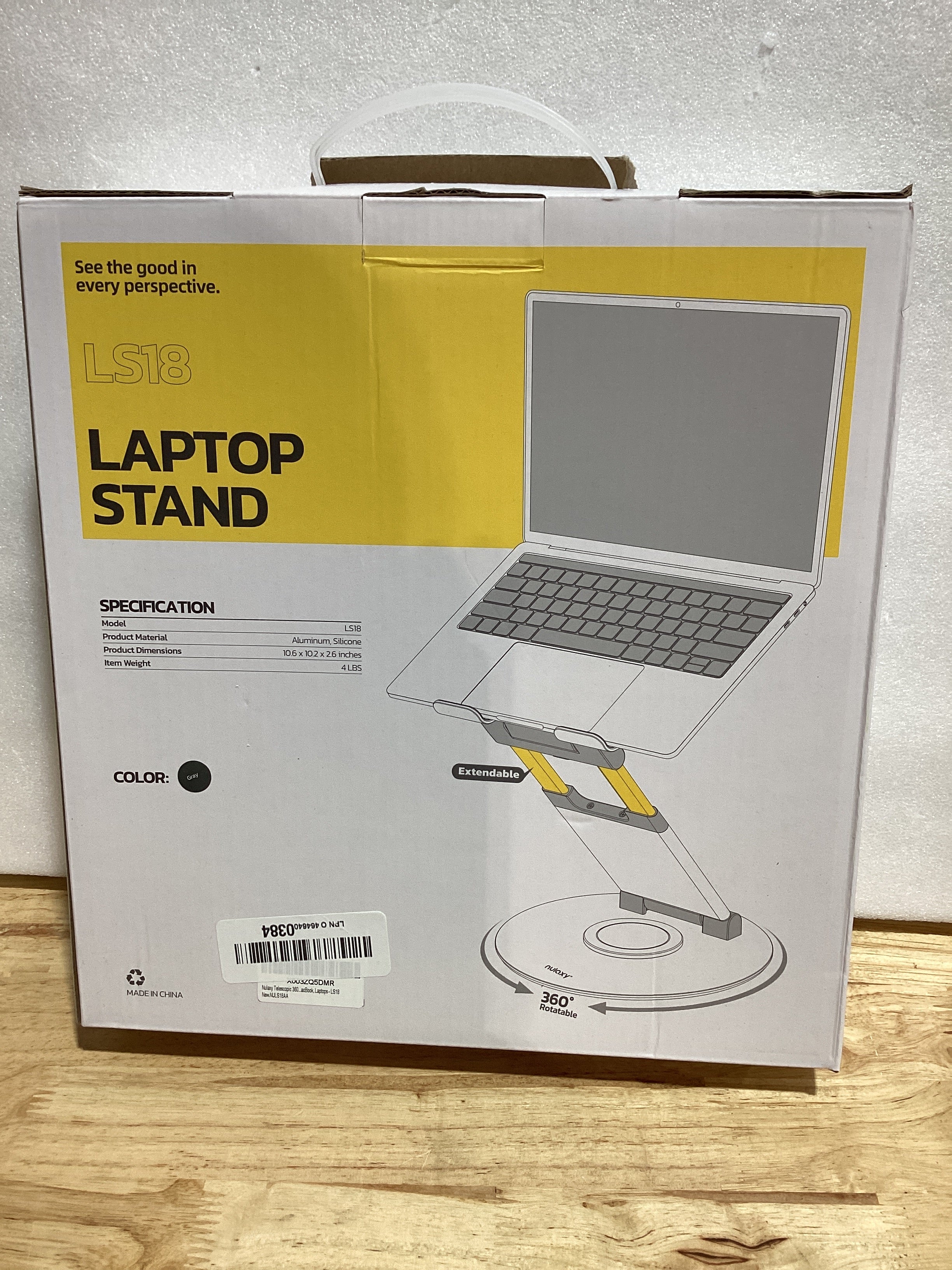 Nulaxy – Soporte Telescópico para Laptop | Rotación 360° | Altura Ajustable | Diseño Extensible | Ergonómico | Para Laptops 10-17" y MacBook | Color Gris