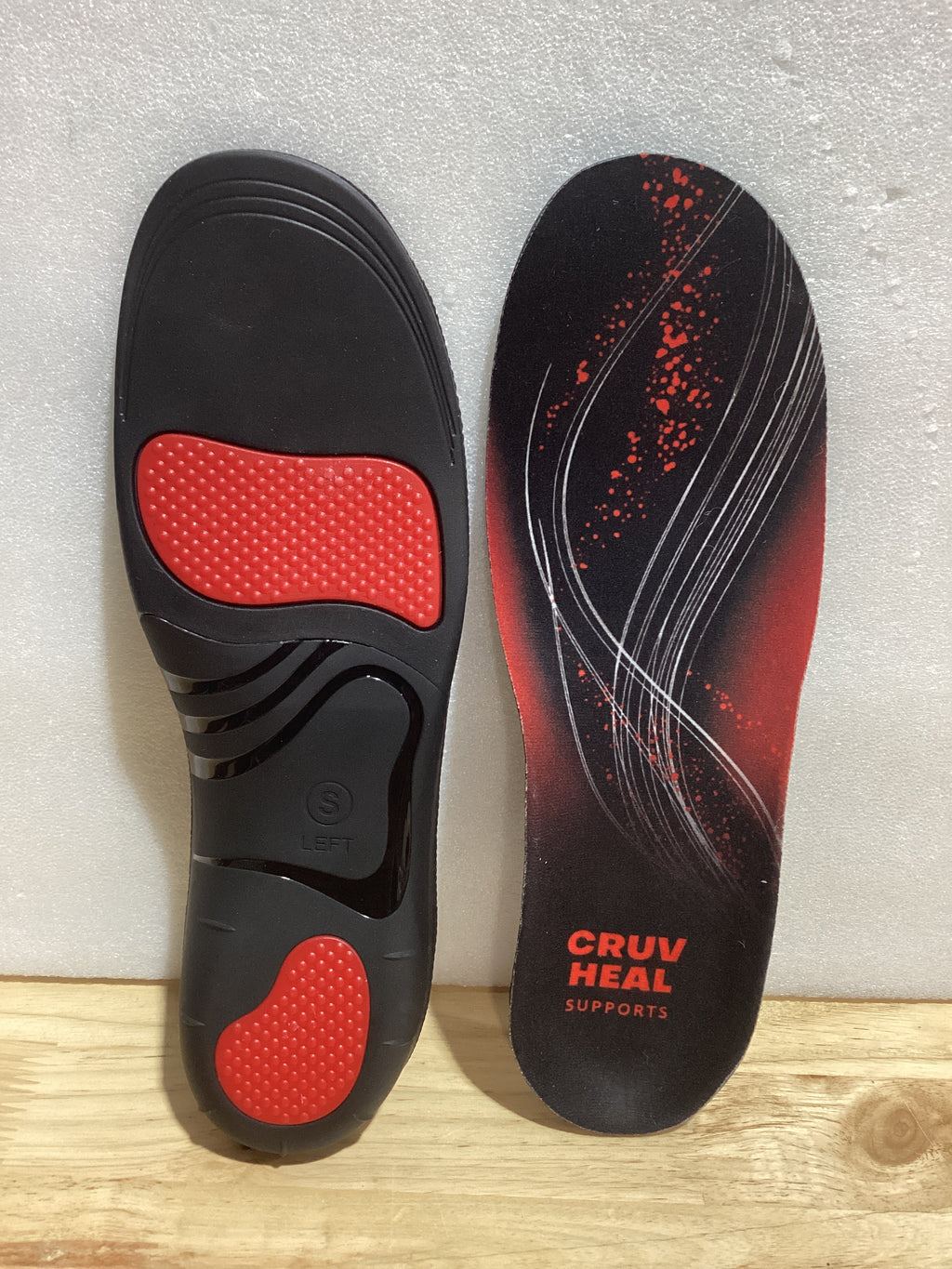 CRUVHEAL Plantillas Ortopédicas para Fascitis Plantar – Soporte de Arco Alto hasta 220 lbs para Hombre y Mujer, Talla S, Negro