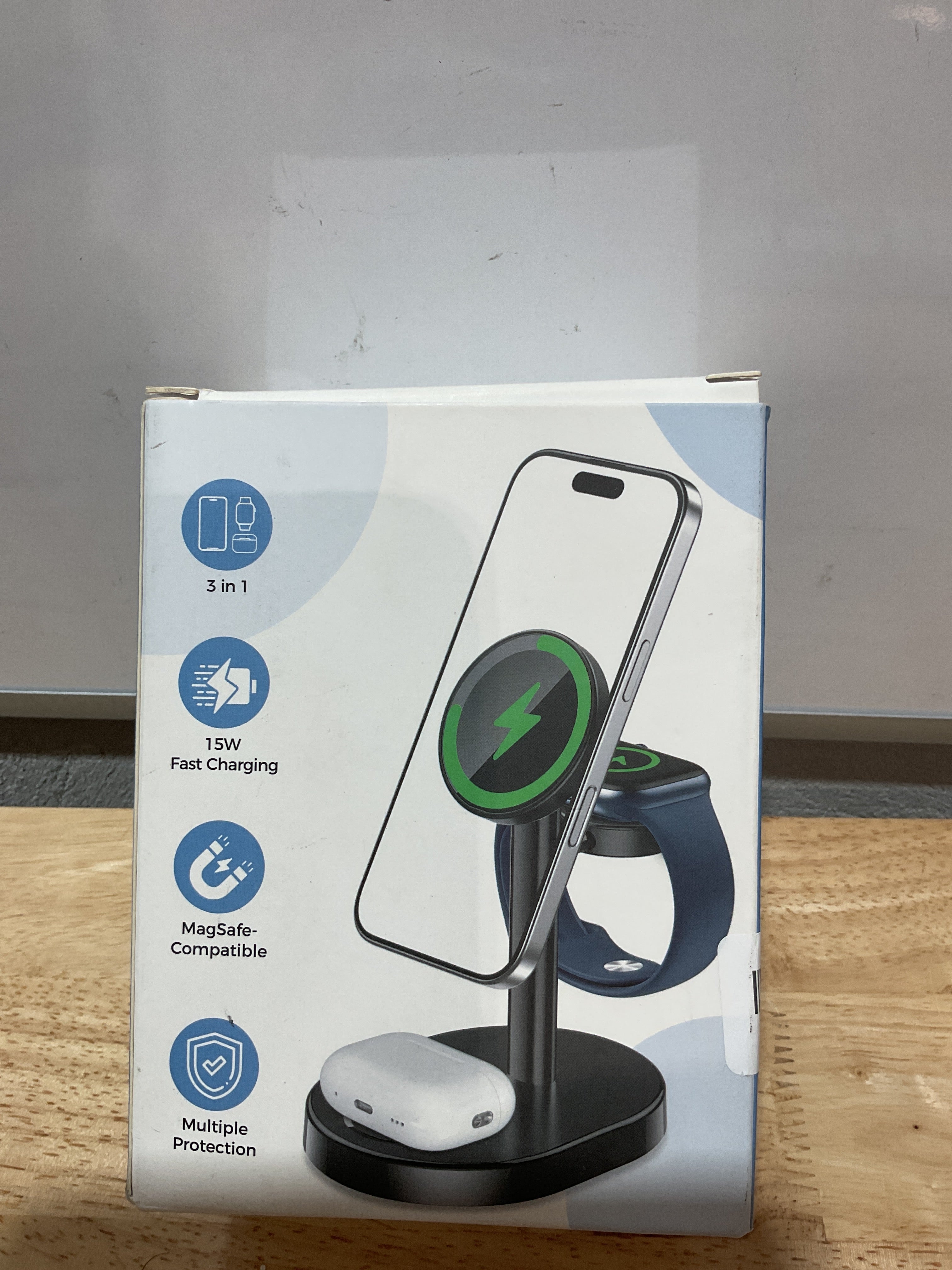 Base de Carga Inalámbrica 3 en 1 MagSafe 15W | iPhone 17 16 15 14 13 12 + Apple Watch + AirPods