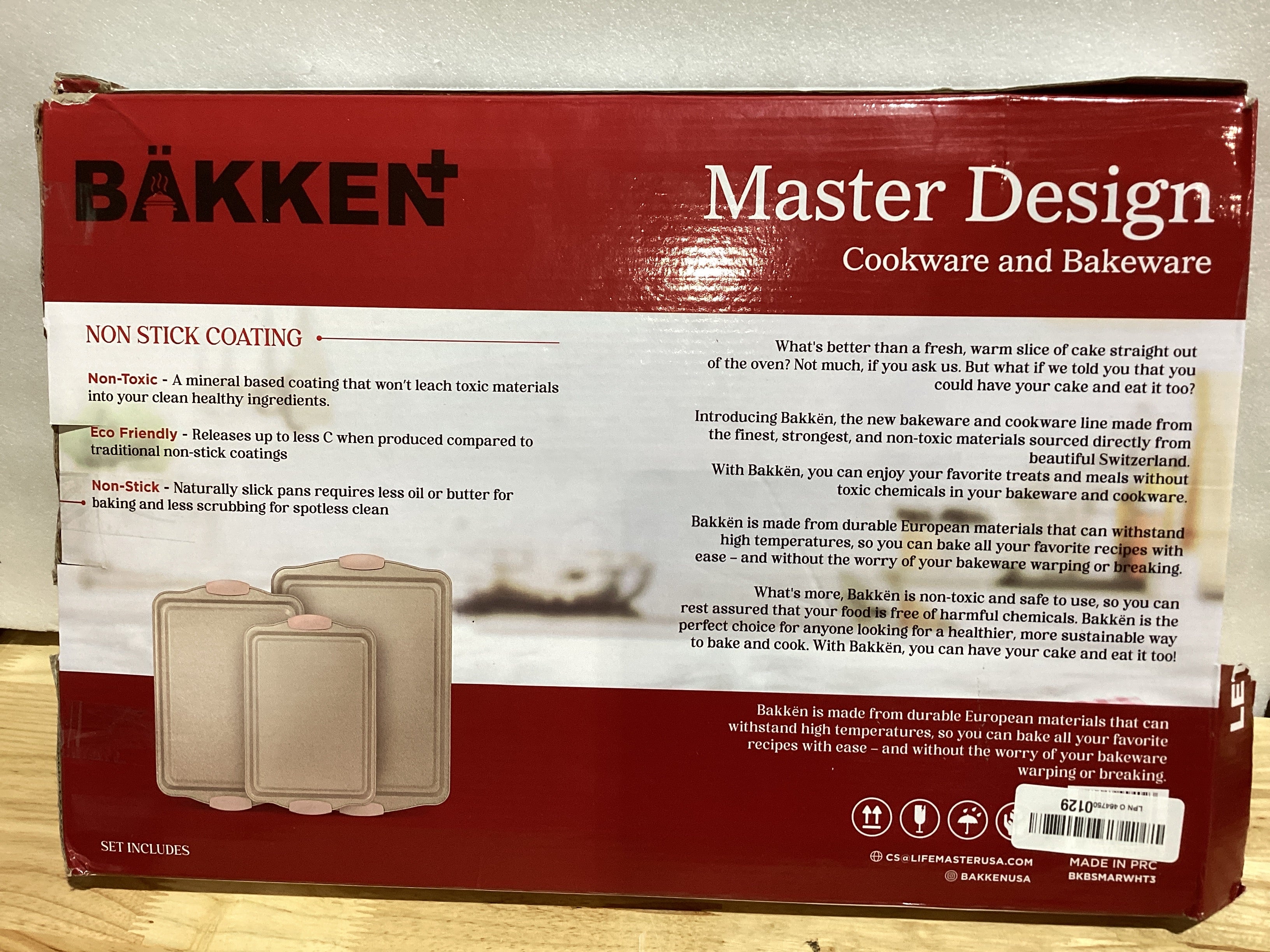 BAKKEN - Juego de 3 bandejas de galletas antiadherentes para hornear, de acero al carbono, apilables, con asas de silicona, hojas de galletas no tóxicas para hornear, color mármol blanco