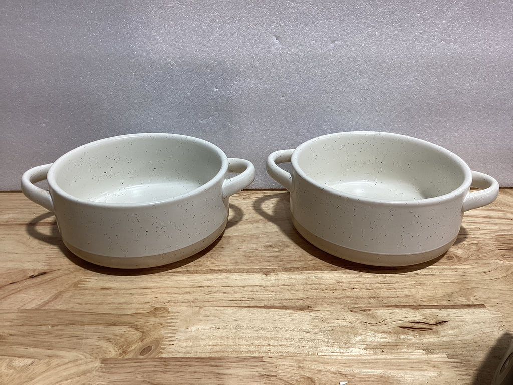 Bowls de Sopa Francesa vancasso Sabine con Asas – Set de 2 Tazones 30 Oz Aptos para Horno, Color Crema