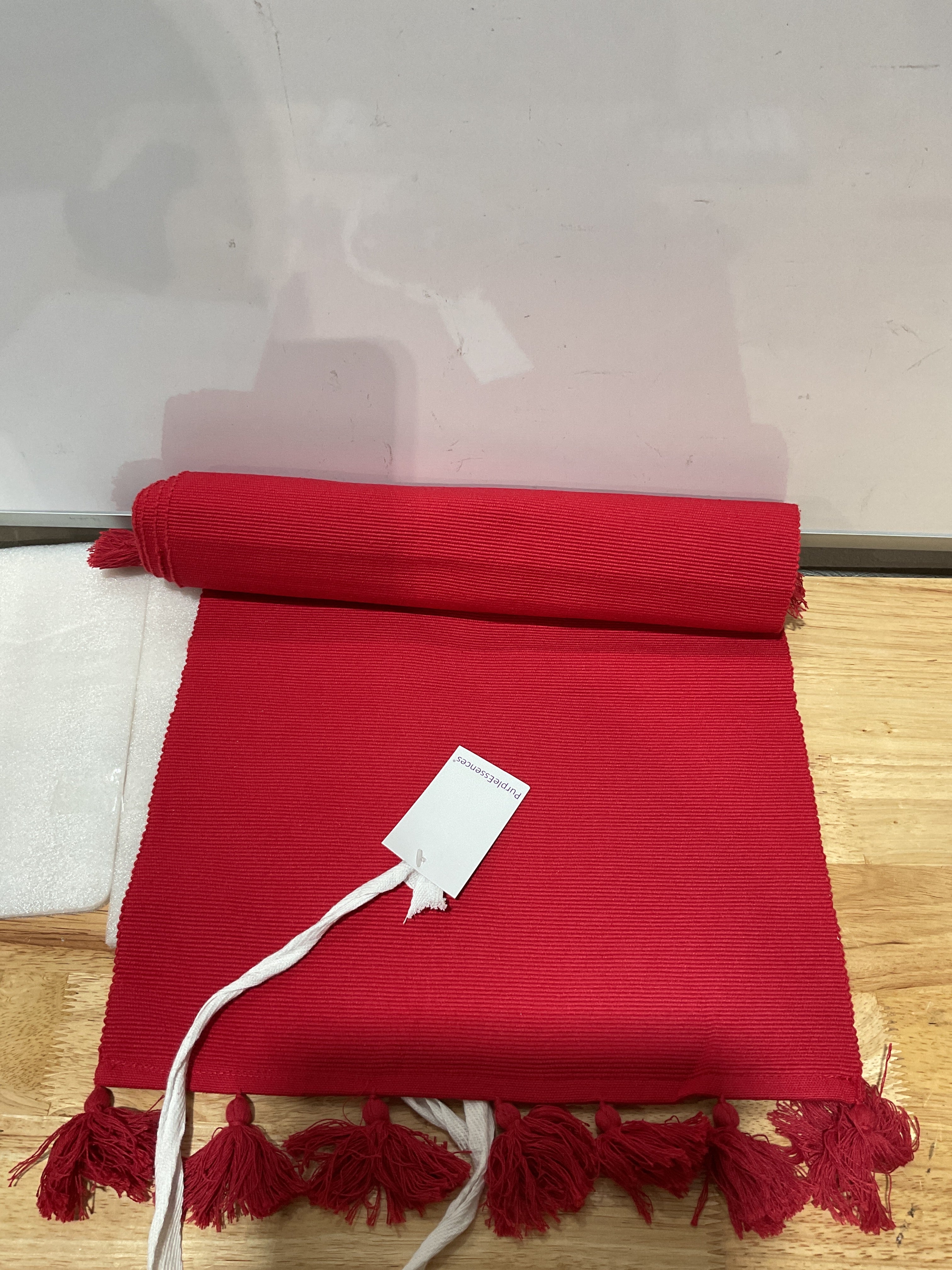 Camino de mesa de color rojo de 72 pulgadas de largo para decoración de mesa de comedor, camino de mesa de lino y algodón, lavable para cocina, mesa de café, fiesta, vacaciones, Navidad, textura abstracta, 14 x 72 pulgadas