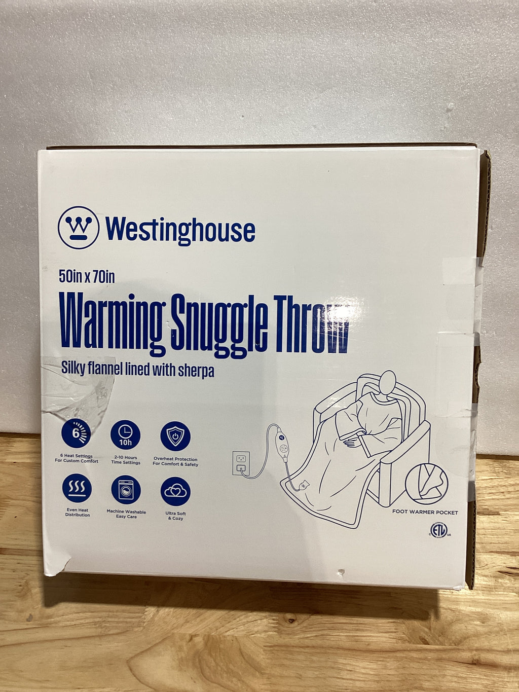 Westinghouse Manta Eléctrica Navideña con Mangas y Bolsillo para Pies – 6 Niveles de Calor, 2-10 Horas, 50x70"+18", Roja