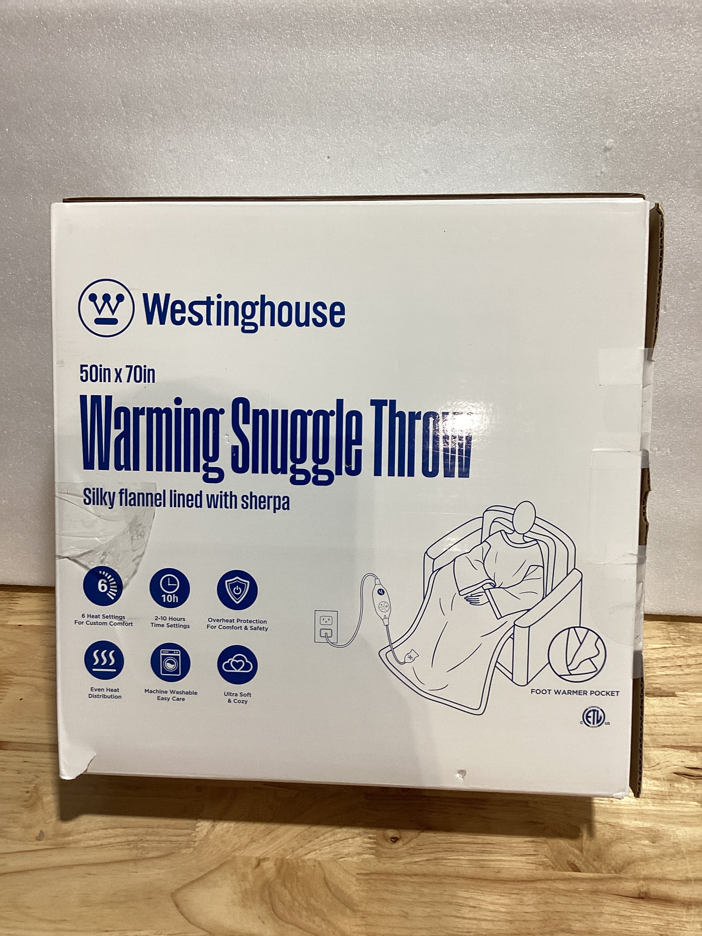 Westinghouse Manta Eléctrica Navideña con Mangas y Bolsillo para Pies – 6 Niveles de Calor, 2-10 Horas, 50x70"+18", Roja