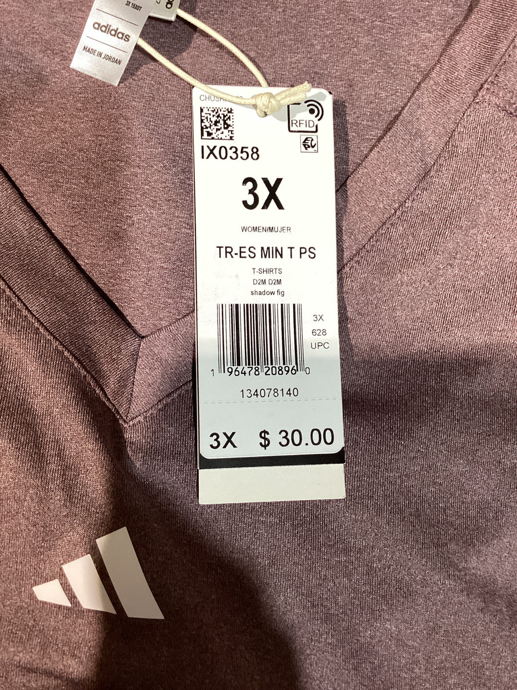 Camiseta de Entrenamiento Adidas TR-ES MIN T para Mujer – Talla 3X, Color Morado Claro