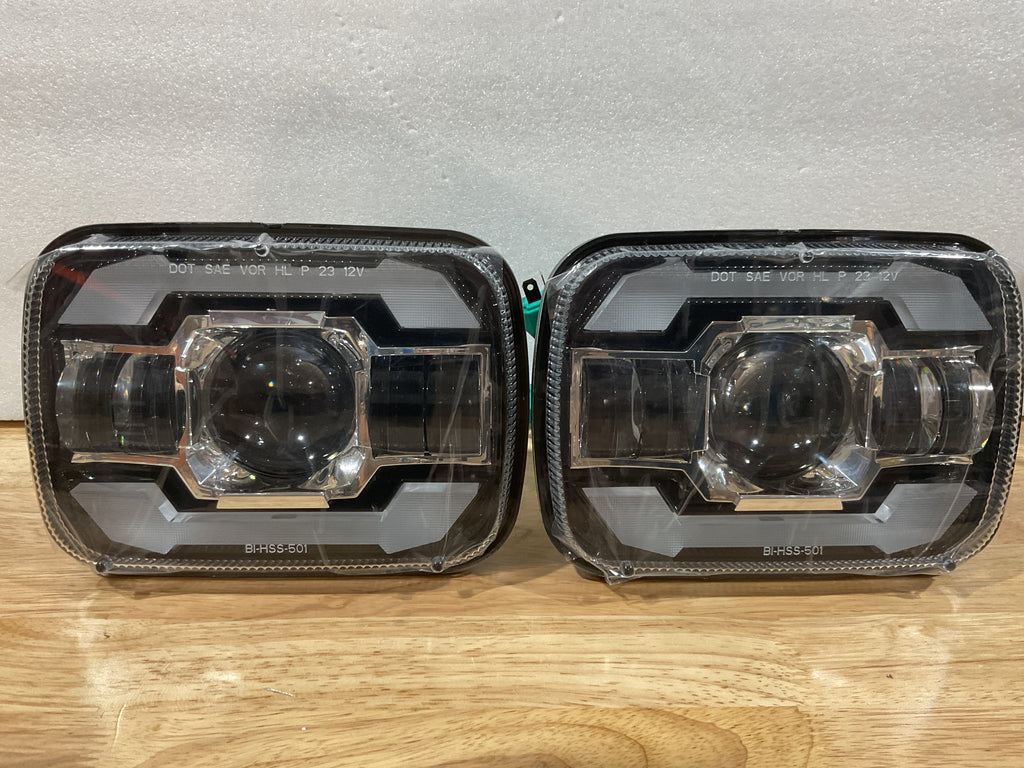 Faros LED 5x7 Auxbeam 12000LM con DRL y Luz de Giro | Compatible con Jeep Cherokee XJ, Wrangler YJ, Ford y Chevrolet