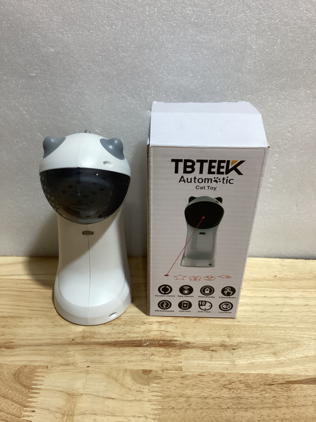 Juguete para gatos TBTeek, activación automática por movimiento, 5 patrones divertidos, 4 modos de velocidad, ángulos de luz ajustables, trayectoria giratoria aleatoria, recargable.
