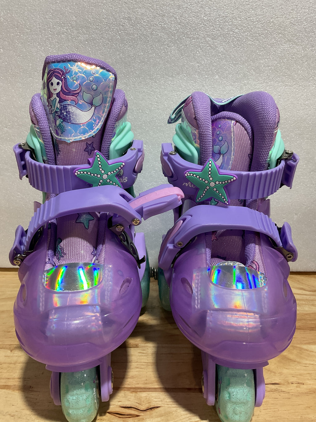 Patines para Niñas MoSoulais Diseño Sirena con Ruedas con Luz | Talla XS Ajustable | Morado