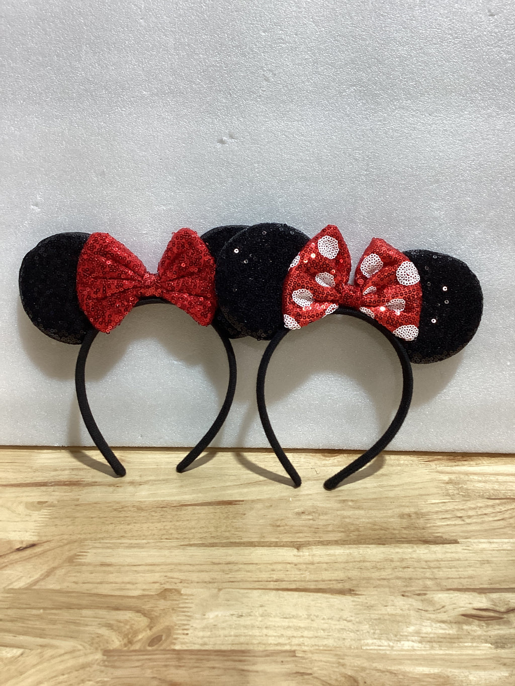 Diademas Orejas de Raton con Lentejuelas Twineek Pack x2 — Moos Brillantes para Mujer y Nina, Color Rojo