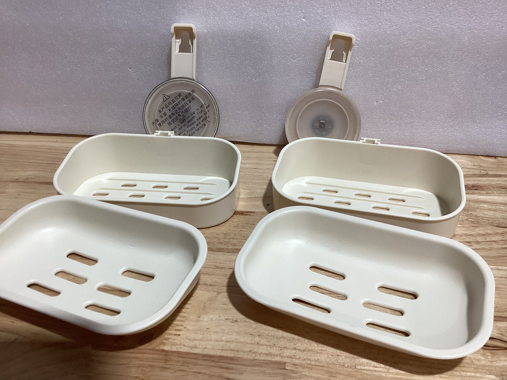Cinola Jabonera Doble Capa para Ducha Pack de 2 – Soporte de Pared con Ventosa, Autodrena, Sin Taladro, Para Baño y Cocina