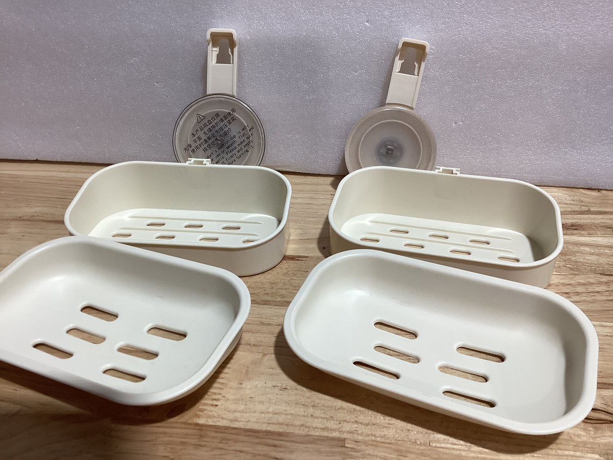 Cinola Jabonera Doble Capa para Ducha Pack de 2 – Soporte de Pared con Ventosa, Autodrena, Sin Taladro, Para Baño y Cocina