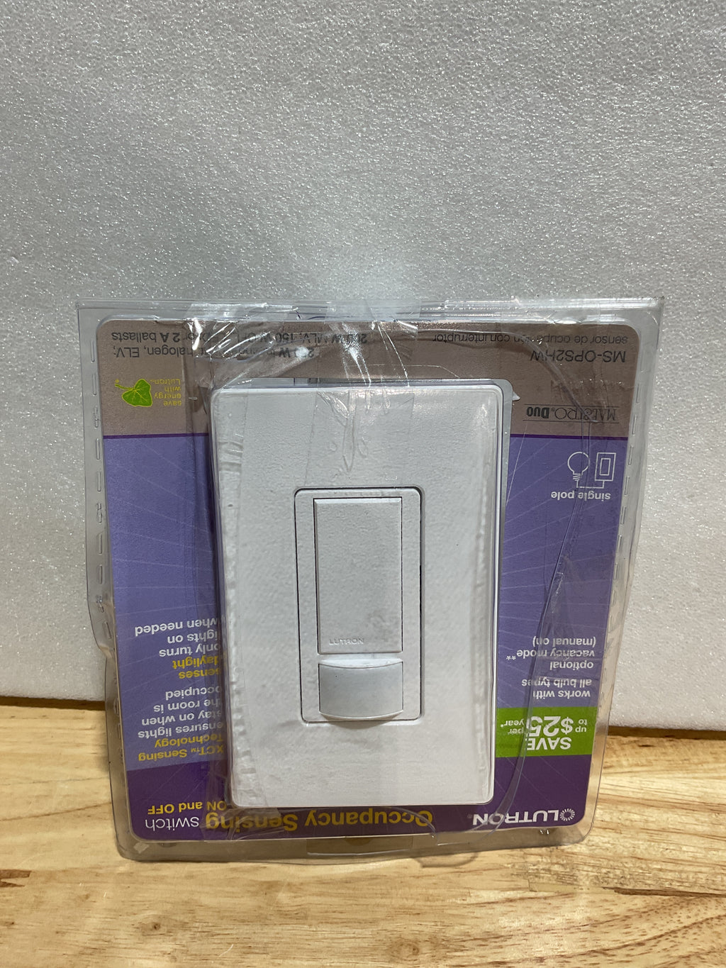Interruptor con Sensor de Movimiento Lutron Maestro MS-OPS2HW-WH – Blanco, Un Polo