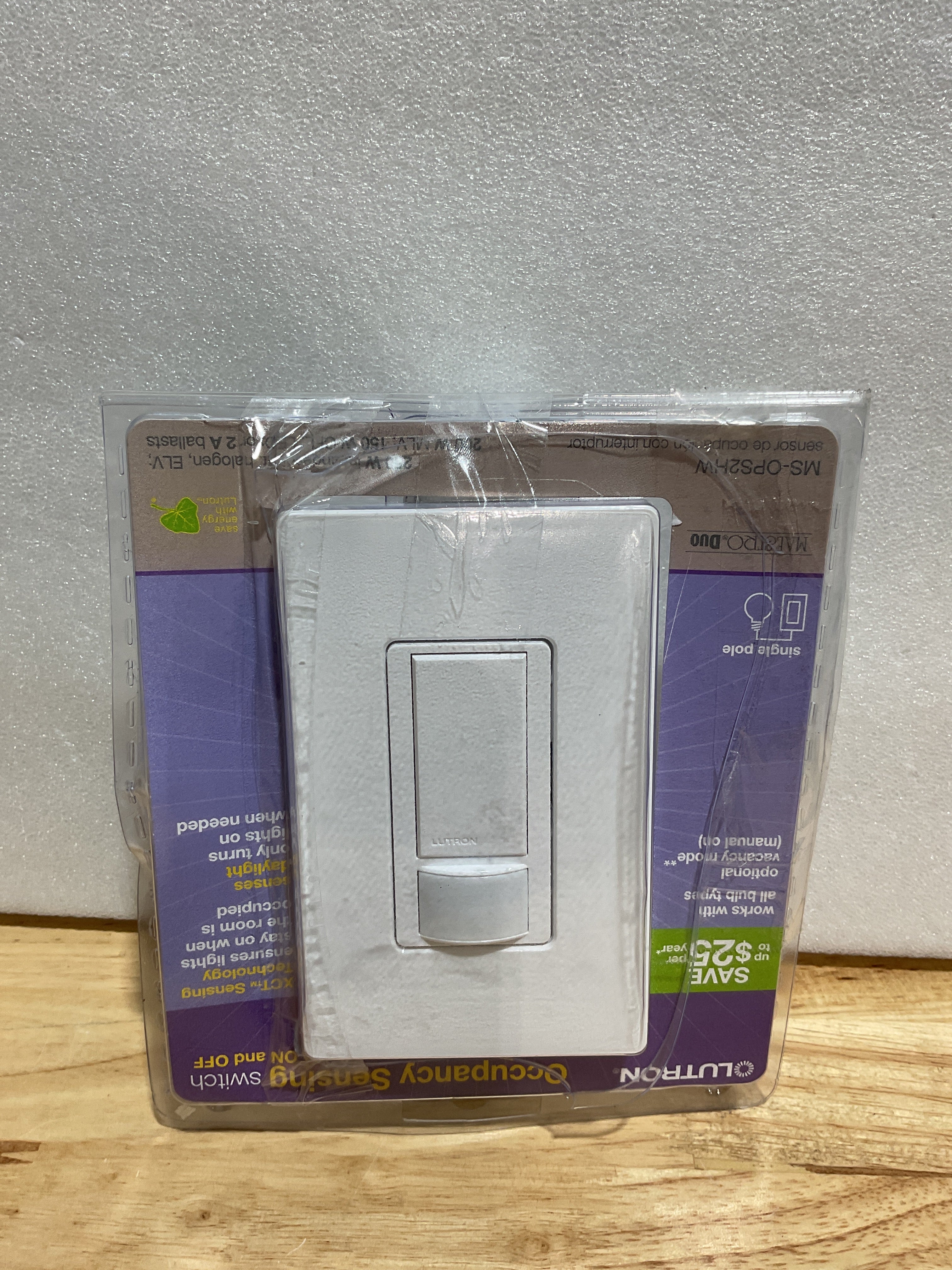Interruptor con Sensor de Movimiento Lutron Maestro MS-OPS2HW-WH – Blanco, Un Polo