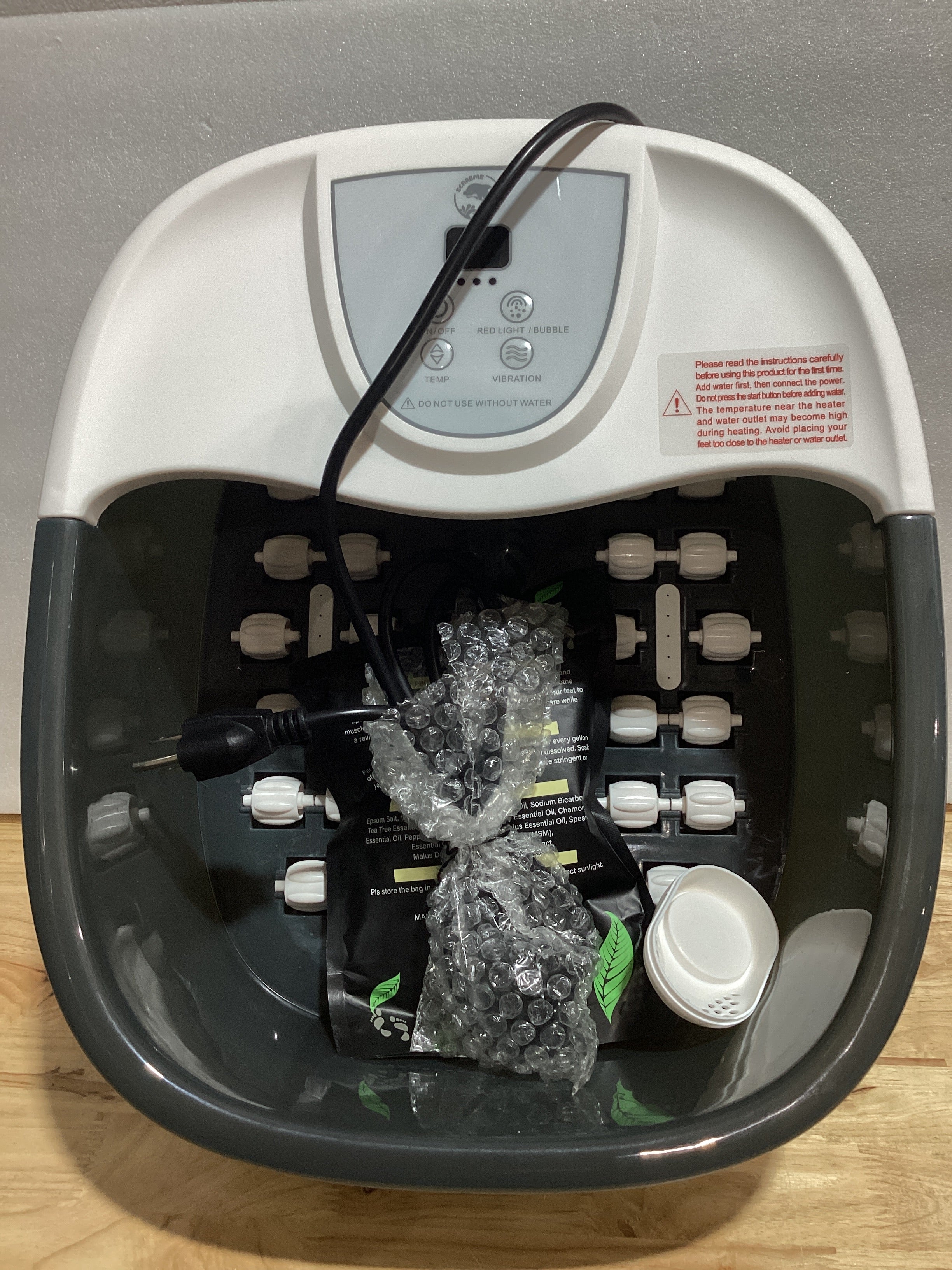 Spa de Pies ECARBME con Calor — 22 Rodillos de Masaje, Jets, Burbujas, Vibración y Control de Temperatura, Negro