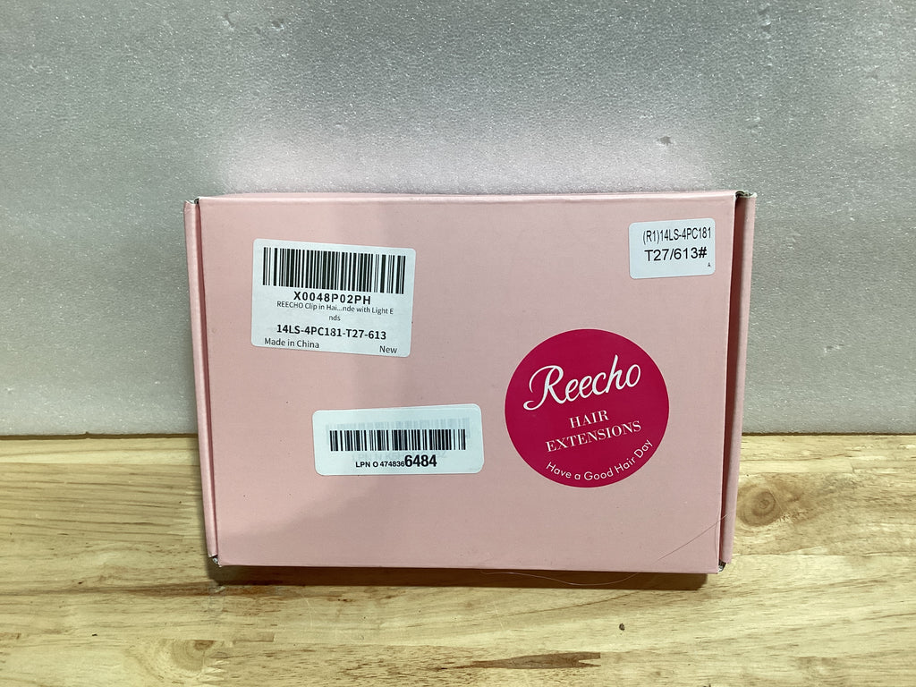 Extensions de Cabello con Clip REECHO 14" – Ondas Playeras Cortas con Encaje Invisible, Rubio Oscuro con Puntas Claras